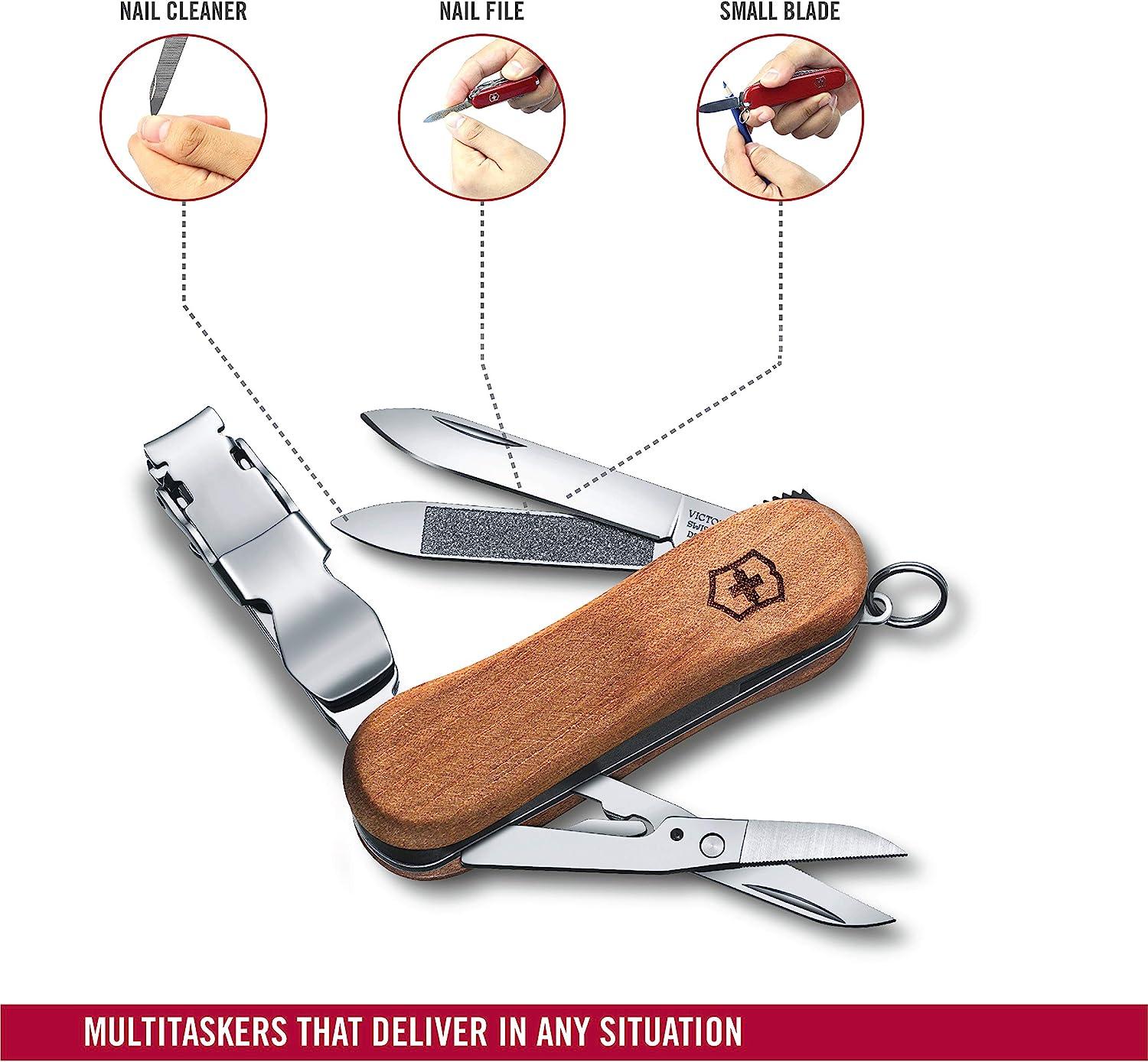 Victorinox Nailclip 580, Swiss Made, 8 Functions, Nail File, Nail Clipper,  Blade, Scissors, Black -