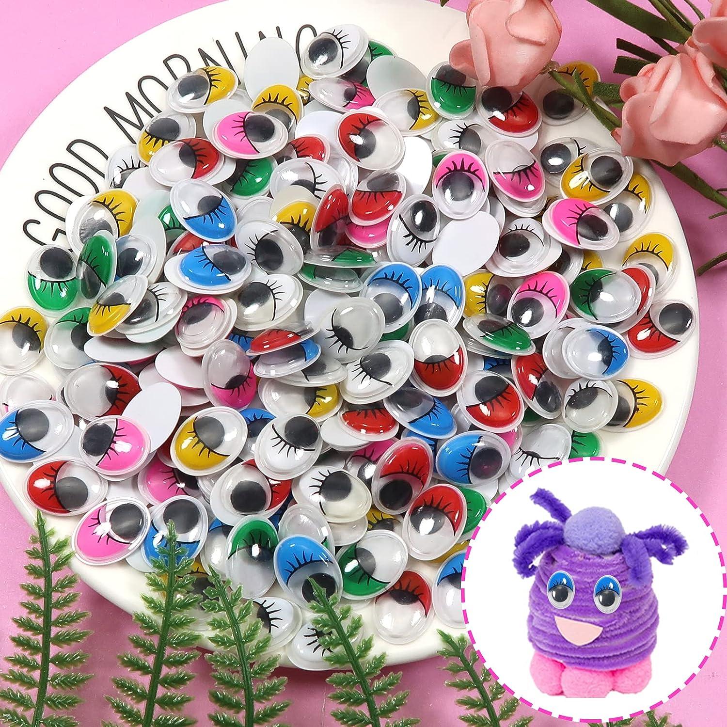 TOAOB 100pcs Plastic Googly Wiggle Eyes Self-Adhesive Round 6mm to 35mm  White Sticker Eyes for DIY Crafts Scrapbooking Decoration