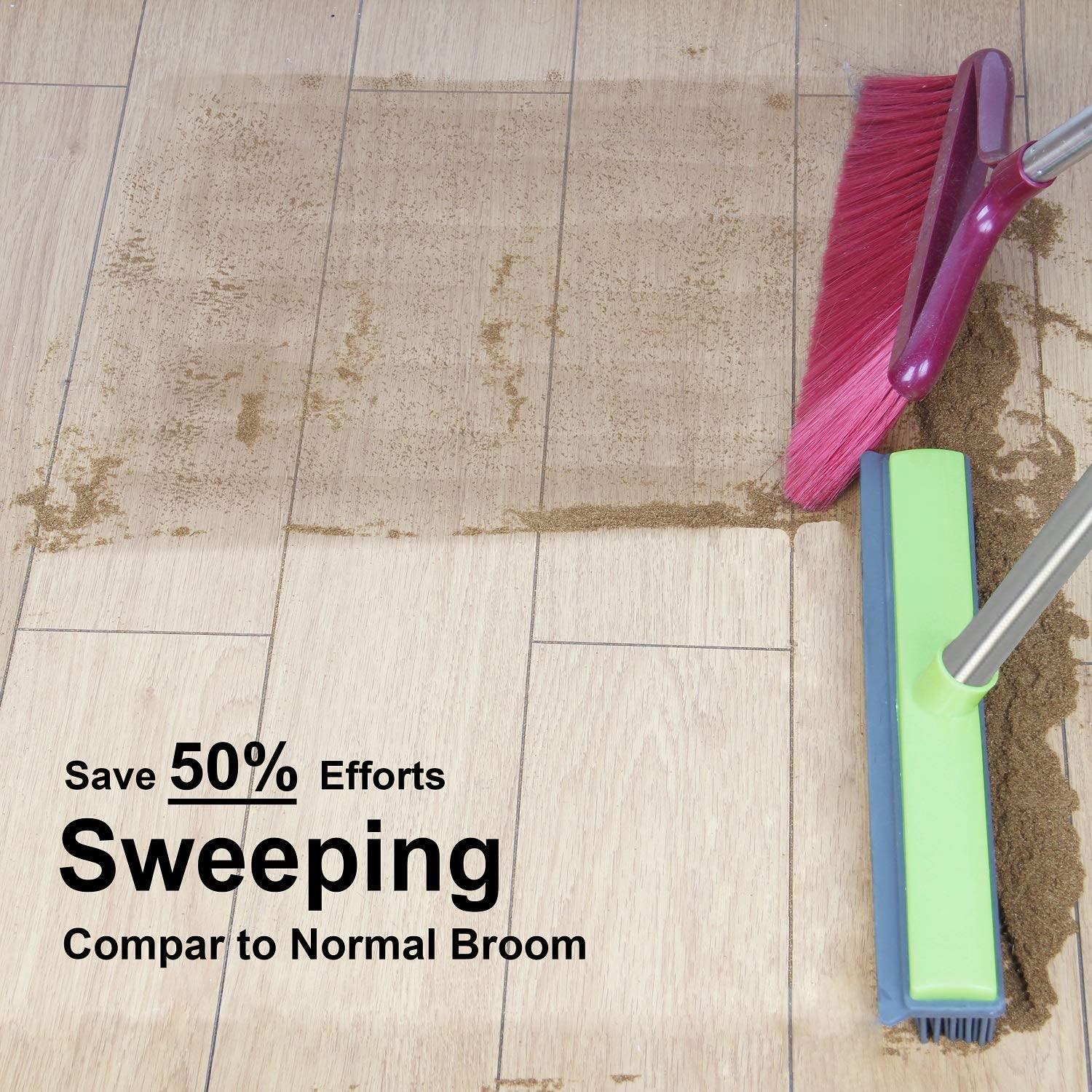 LandHope Push Broom Floor Scrub Brush,42Long Handle Hard Bristle Deck Brush  Floor for Outdoor,Grey 