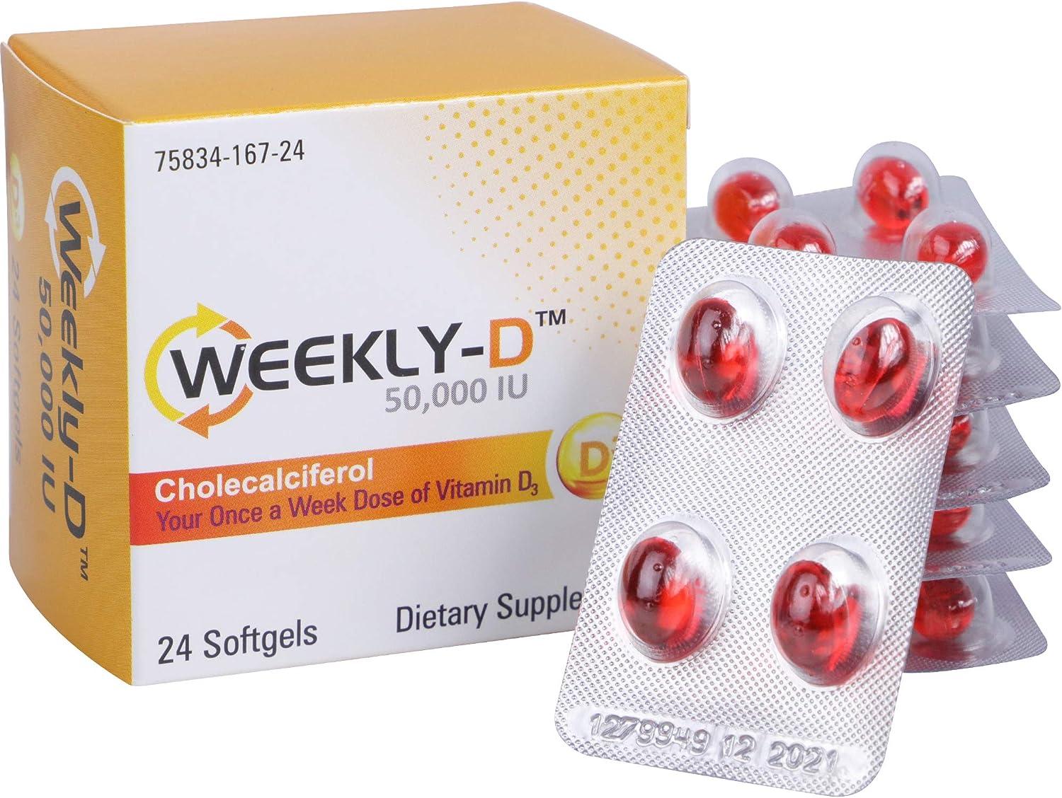WeeklyD Vitamin D3 50 000 IU 24 Vitamin D3 Softgels Cholecalciferol