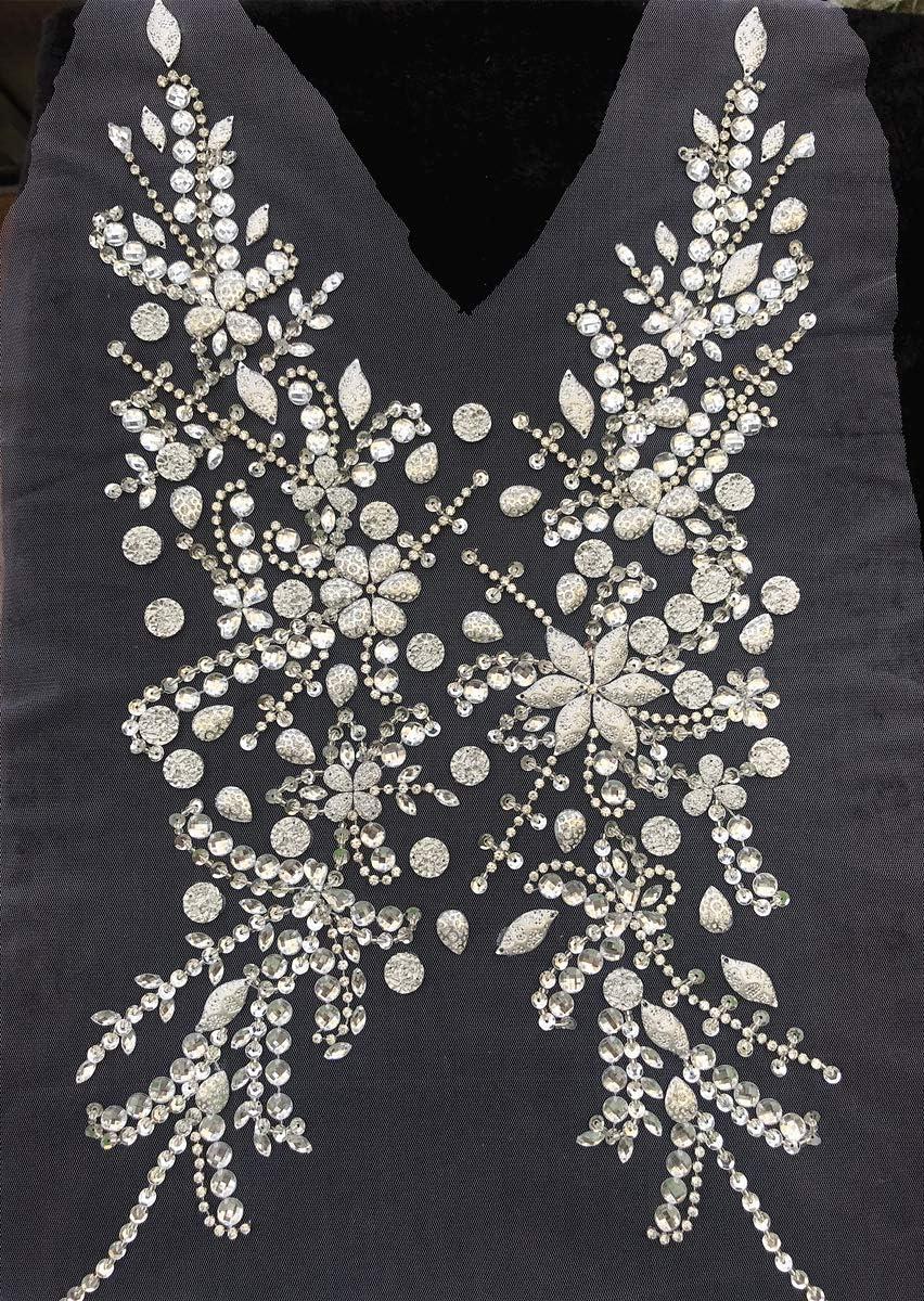 Gold Bridal Crystal Sash. Rhinestone Pearl Applique Wedding Belt. Silver Bridal Sash. VINTAGE