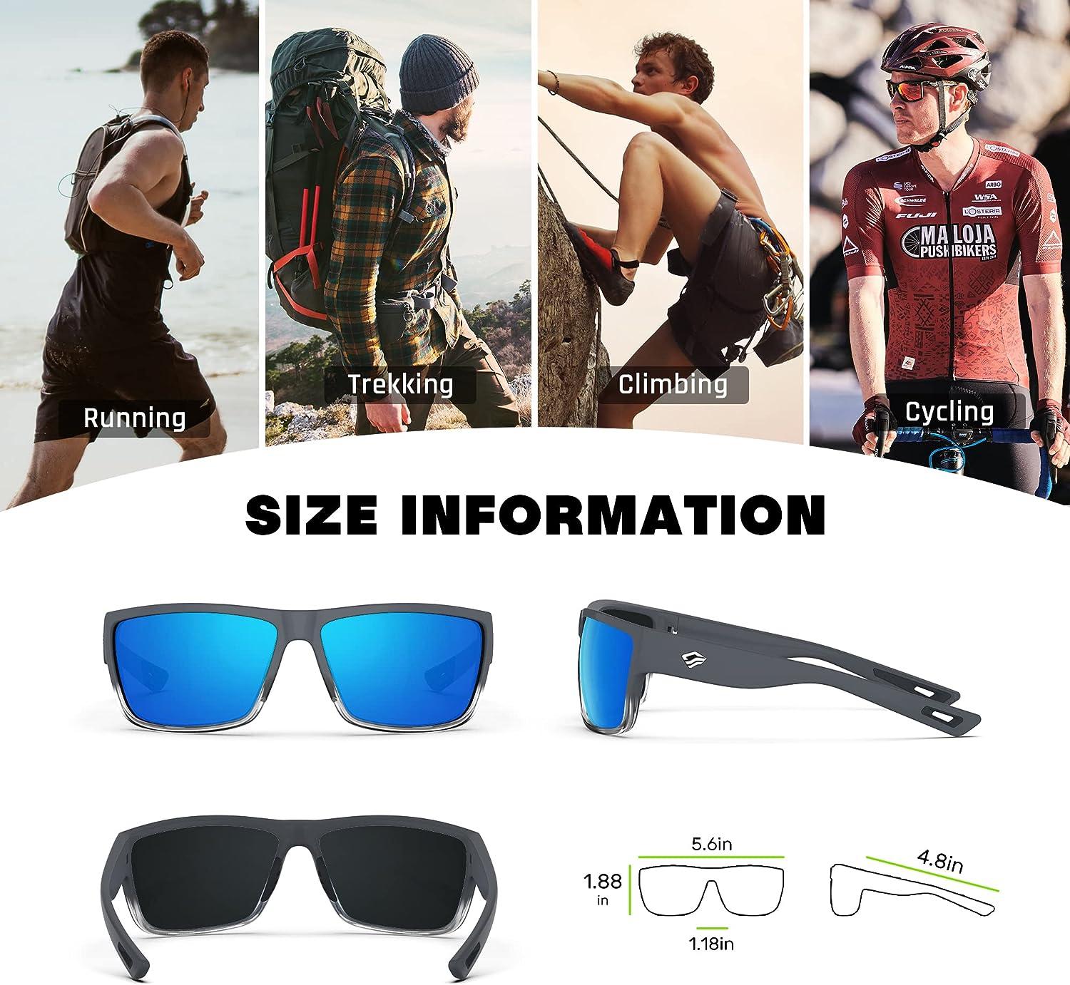 TOREGE Polarized Sports Sunglasses for Men and Women Cycling Running Golf  Fishing Sunglasses TR26 Matte-transparent Grey Frame &Ice Blue Lens