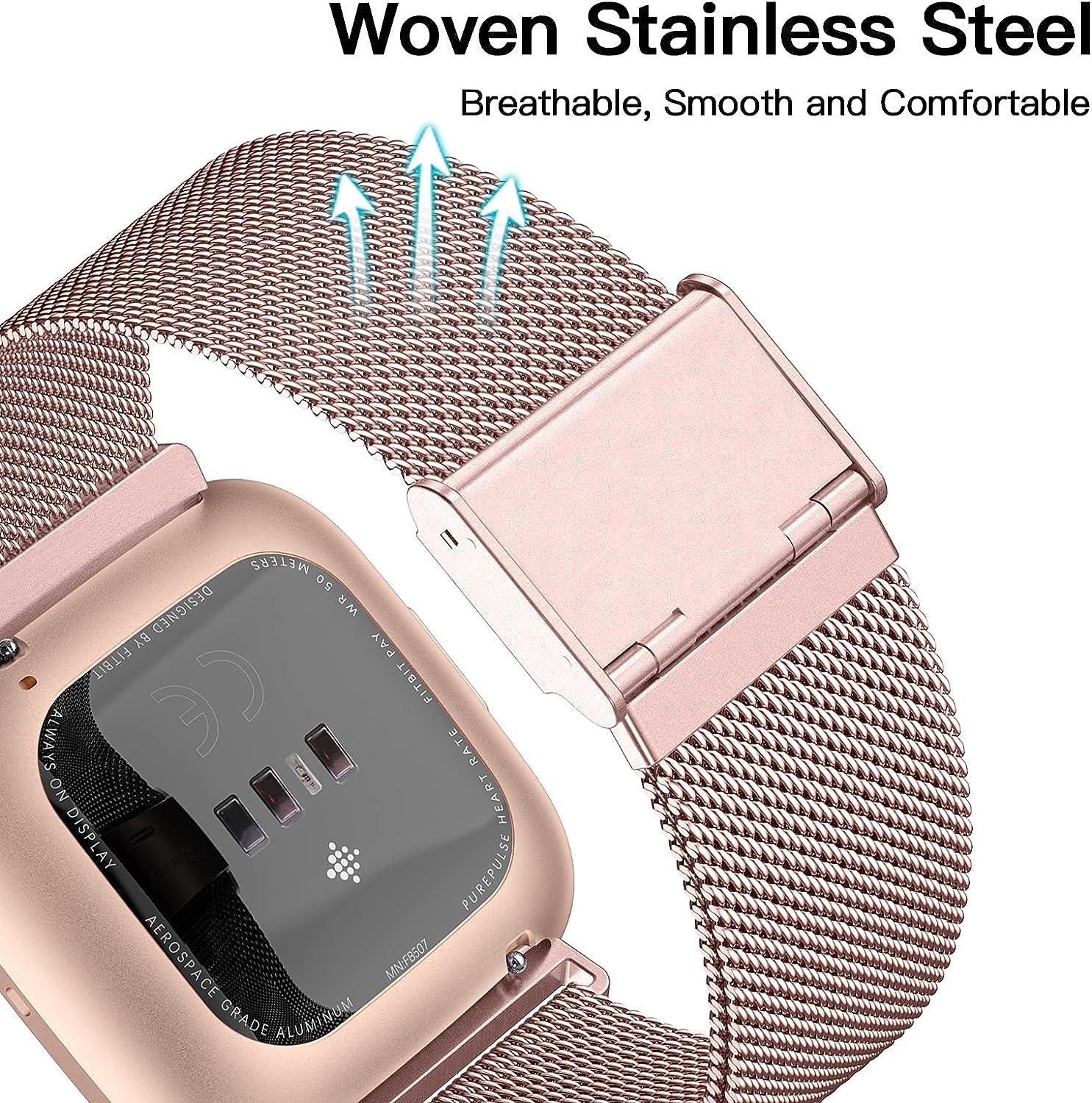 Maledan Stainless Steel Mesh Loop Band for Fitbit Versa 2/Versa