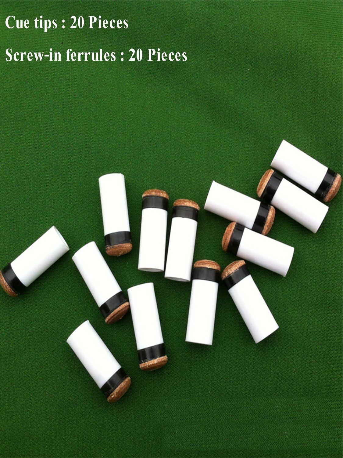 Kenkio 40 Pieces 12mm Cue Tips Pool Billiard Cues Tips Replacement with