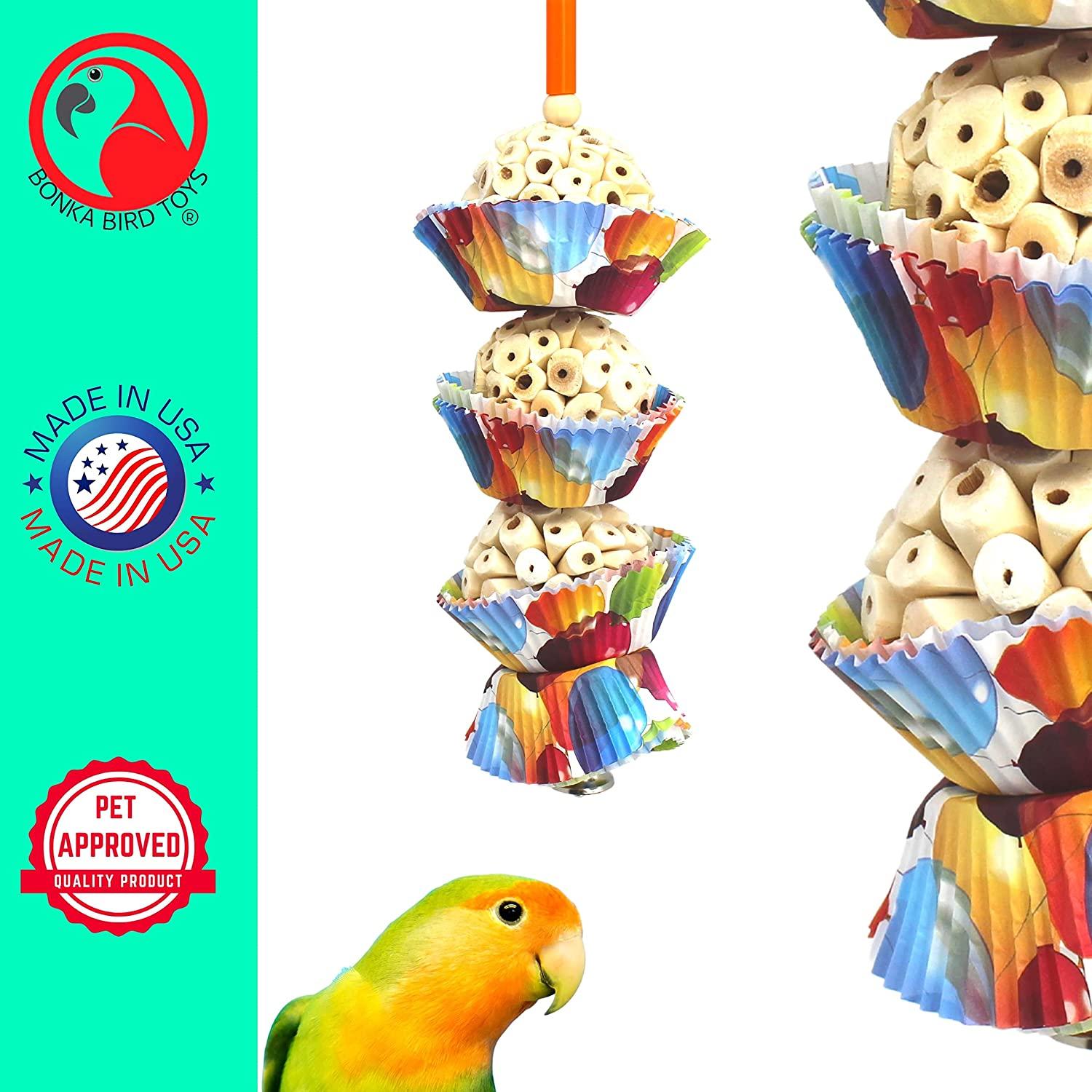 Bonka Bird Toys Single Duo or Triple Cake Colorful Shreddable