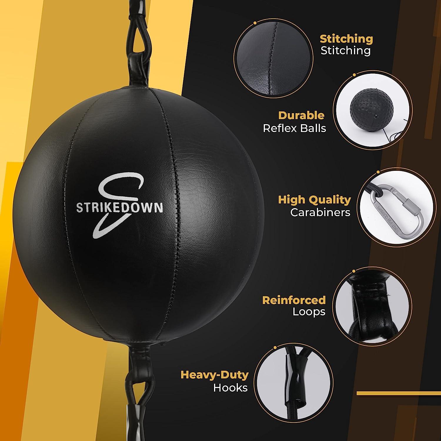 Kvittra Double End Punching Bag Boxing Striking for Training - Speed Ended  Set Includes Reflex Ball Headband and Pump- Portable MMA
