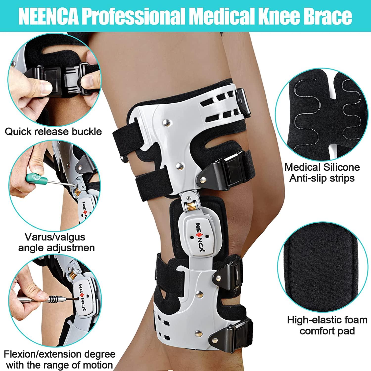 NEENCA Unloader ROM Knee Brace, Hinged Immobilizer for ACL, MCL, PCL Injury  - Orthosis Stabilizer for Women and Men. Adjustable Recovery Support for  Orthopedic Rehab, Post Op, Meniscus Tear, Arthritis Right Leg (