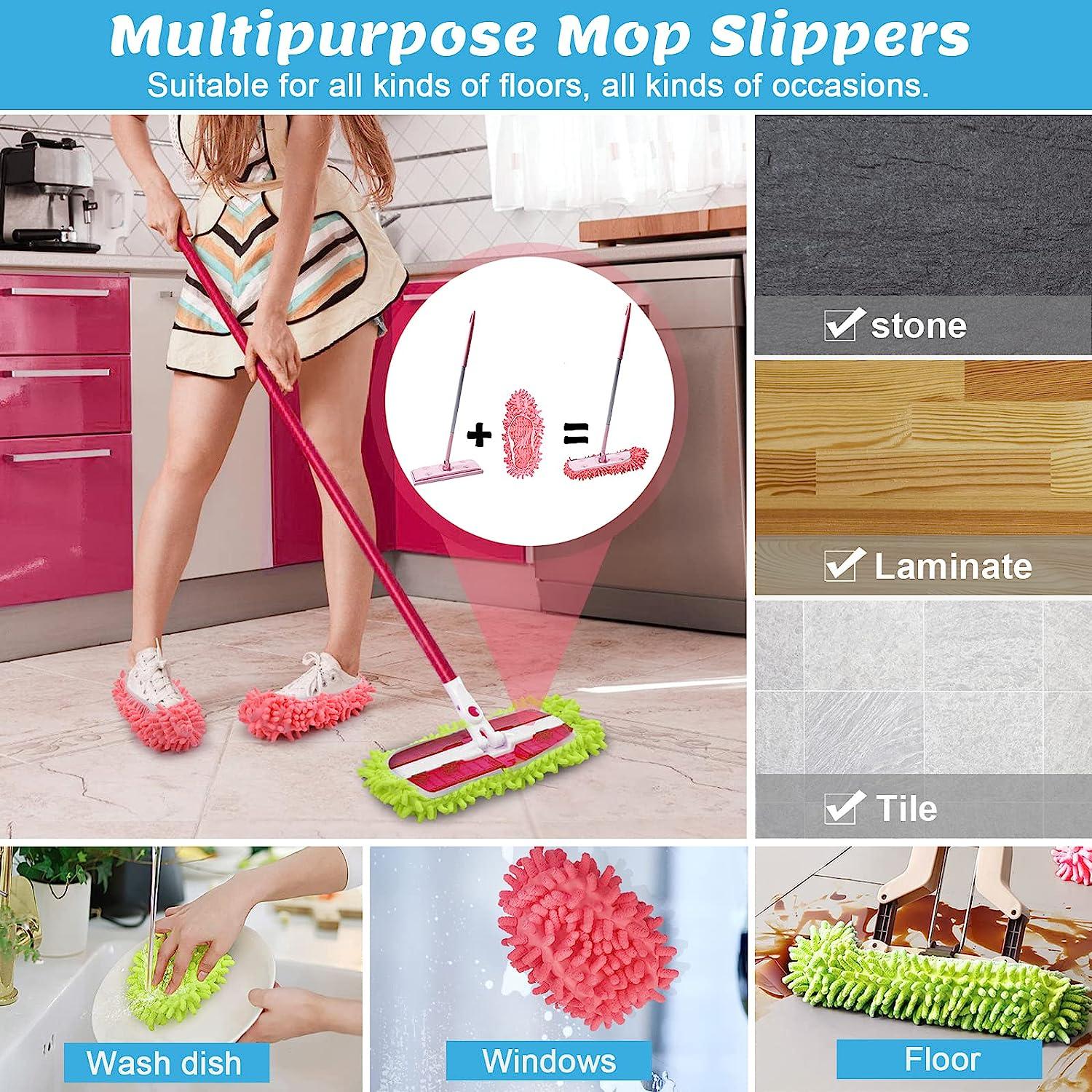 IUM 5-Pairs Mop Slippers Shoes for Floor Cleaning, 10 Pcs Microfiber Shoes  Cover Reusable Dust Mops for Women Washable, Mop Socks for Foot Dust Hair  Cleaners Sweeping House Office Bathroom Kitchen