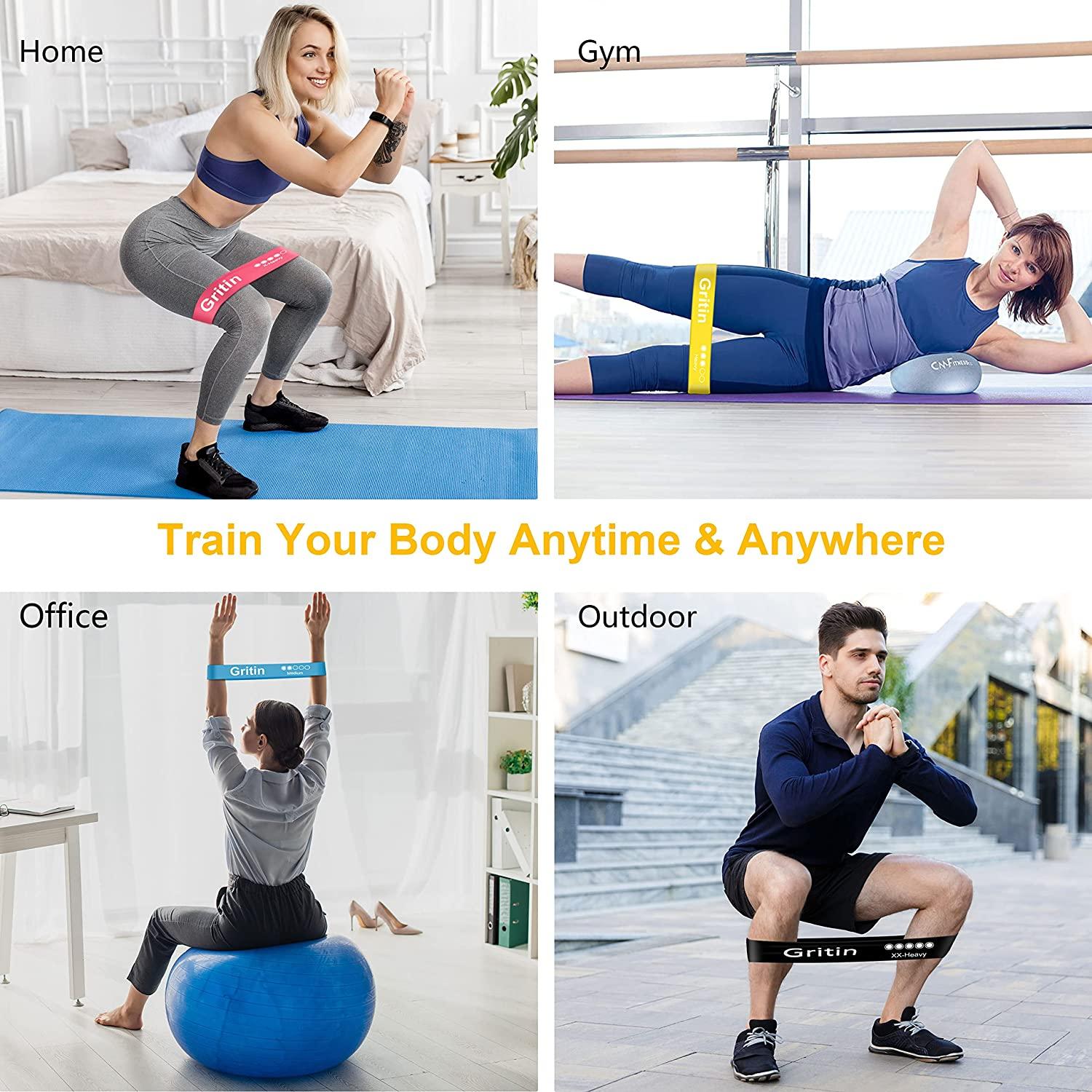 Gritin Resistance Bands Set of 5 Skin Friendly Resistance Fitness