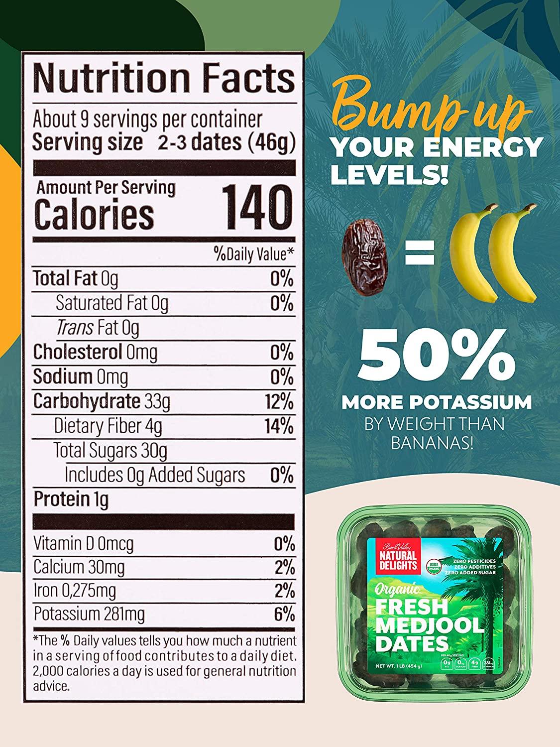 Natural Delights Organic Medjool Dates Large & Plump USDA Certified