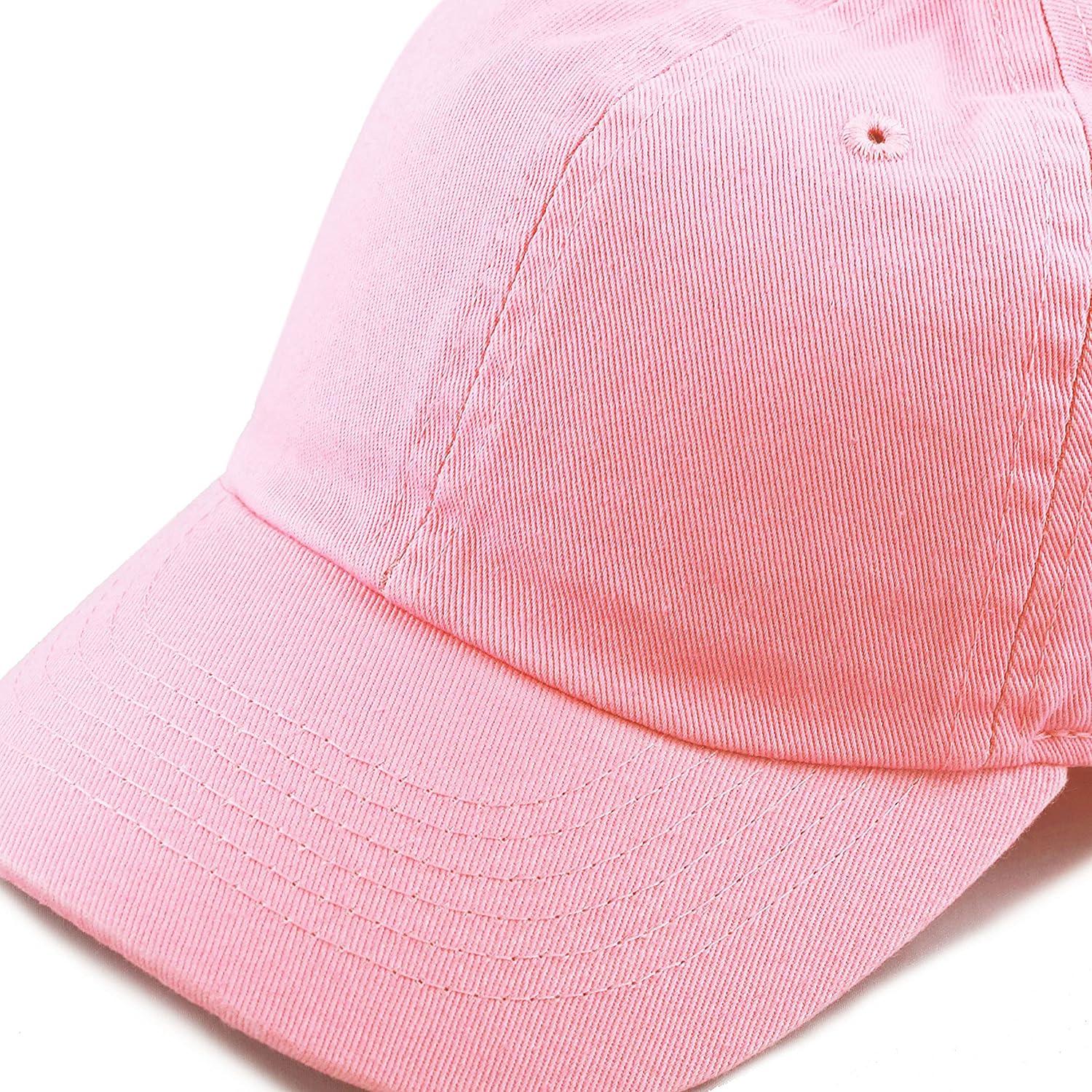 Kids Low Profile Cotton Denim Baseball Cap Hat Light Pink UPF