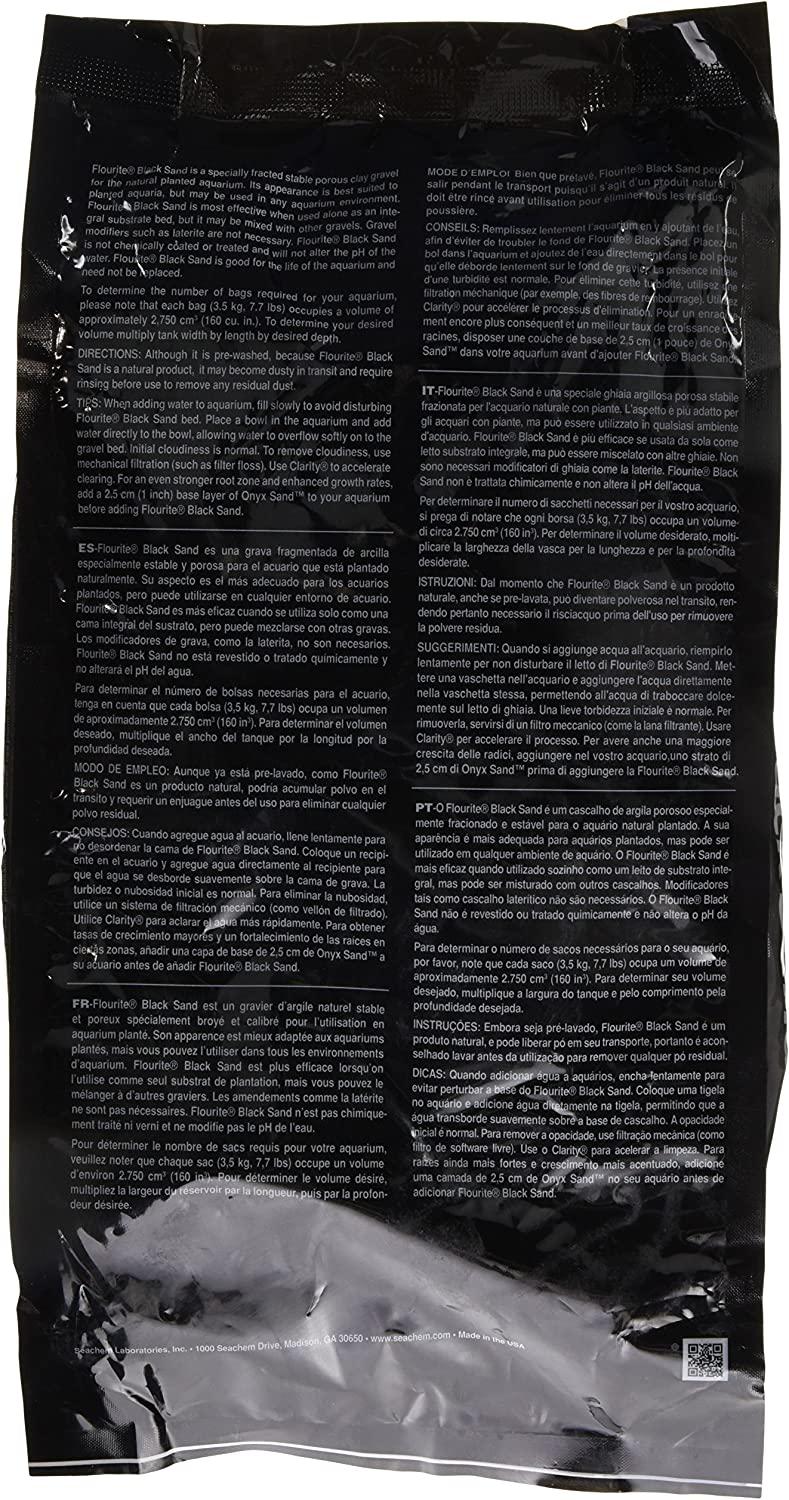 Seachem Fluorite Black Sand Substrate - 7.7 Lb Bag, Porous Clay Gravel For Planted Aquariums, Natural