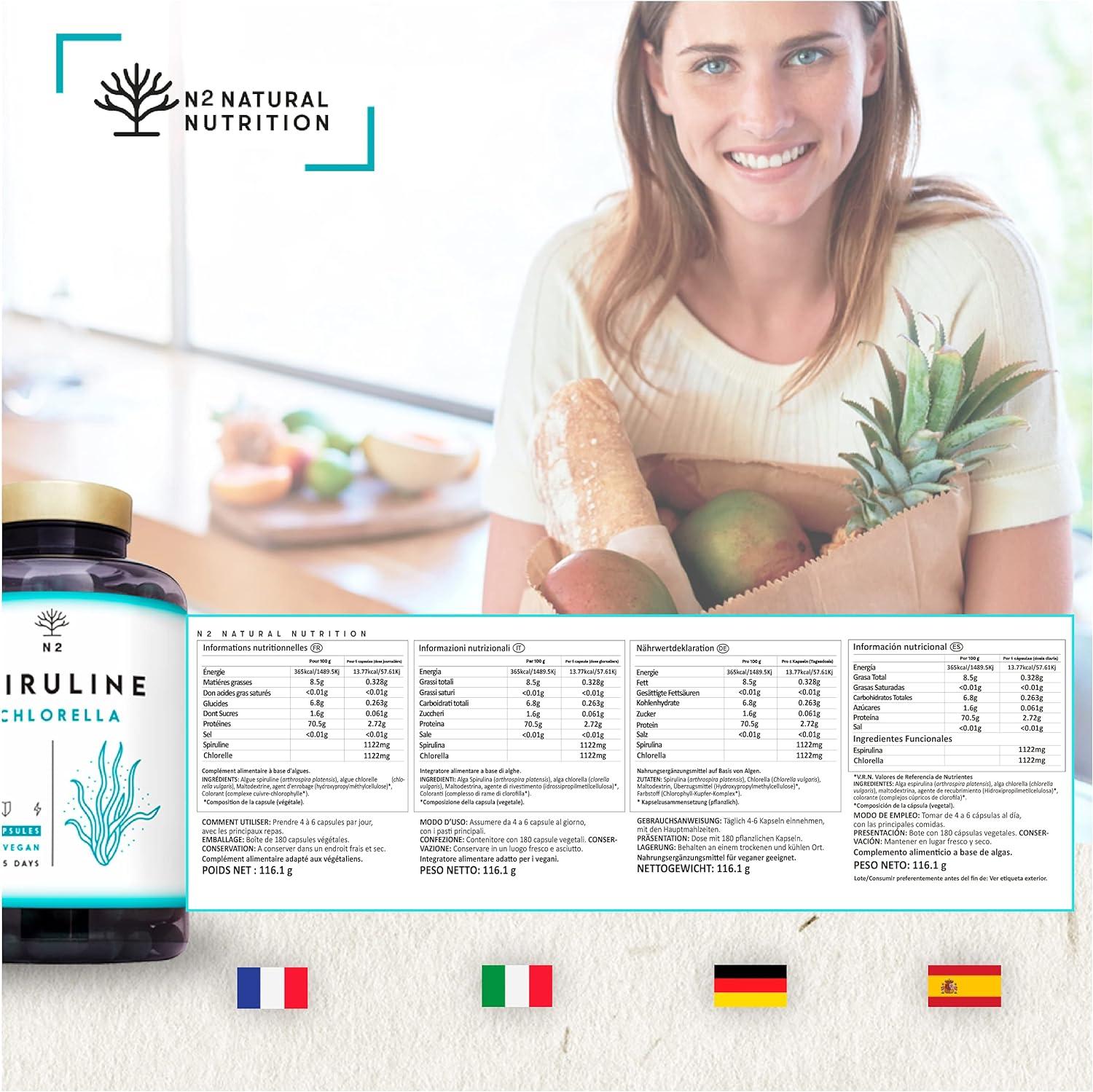 Chlorella Spirulina Tablets 1250mg Powerful Antioxidant Helps Immune System Reduces Fatigue