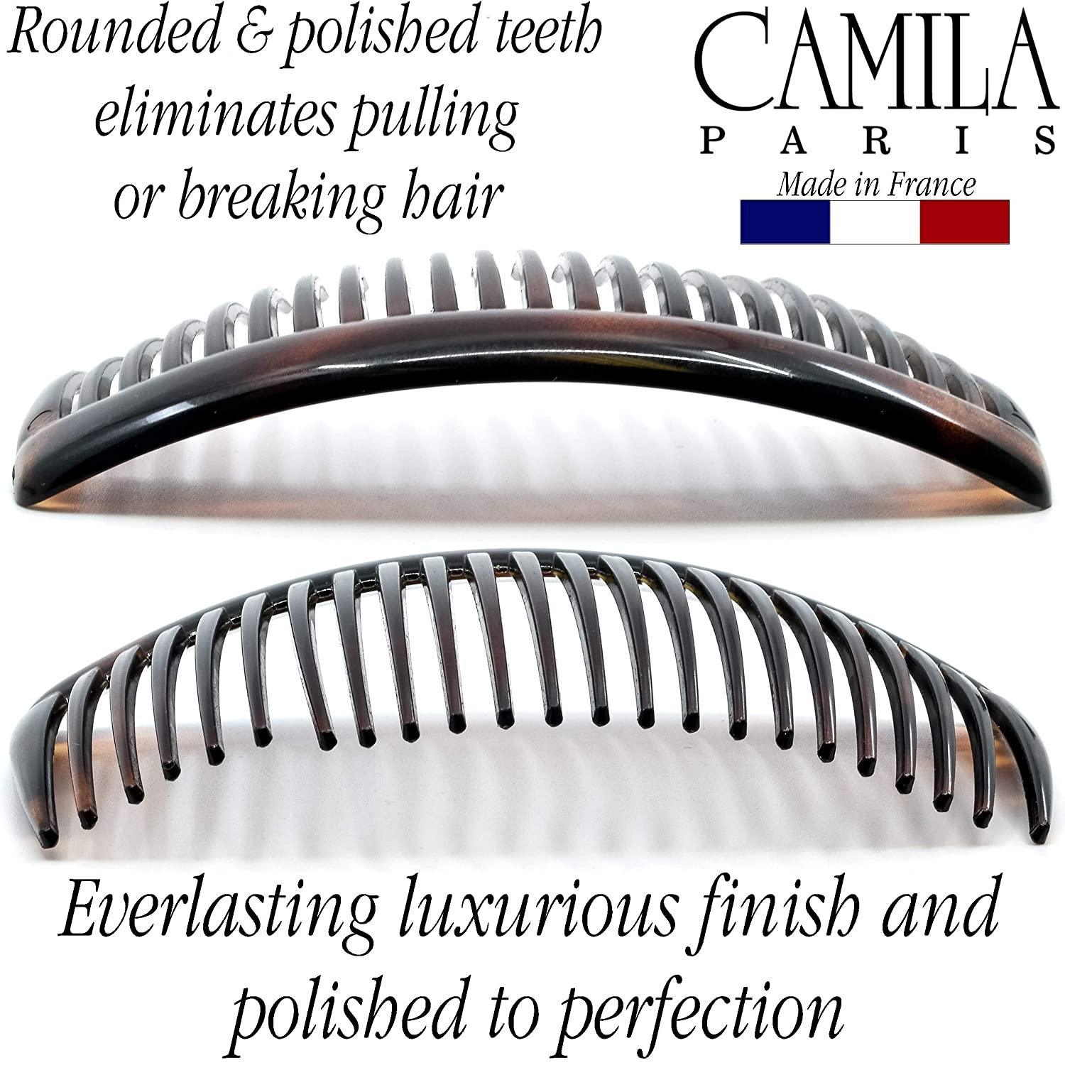 Camila Paris AD66/2 French Side Combs Large Curved Tortoise Shell French Twist  Hair Combs Decorative, Strong Hold Hair Clips for Women Bun Chignon Up-Do  Styling Girls Hair Accessories, Made in France