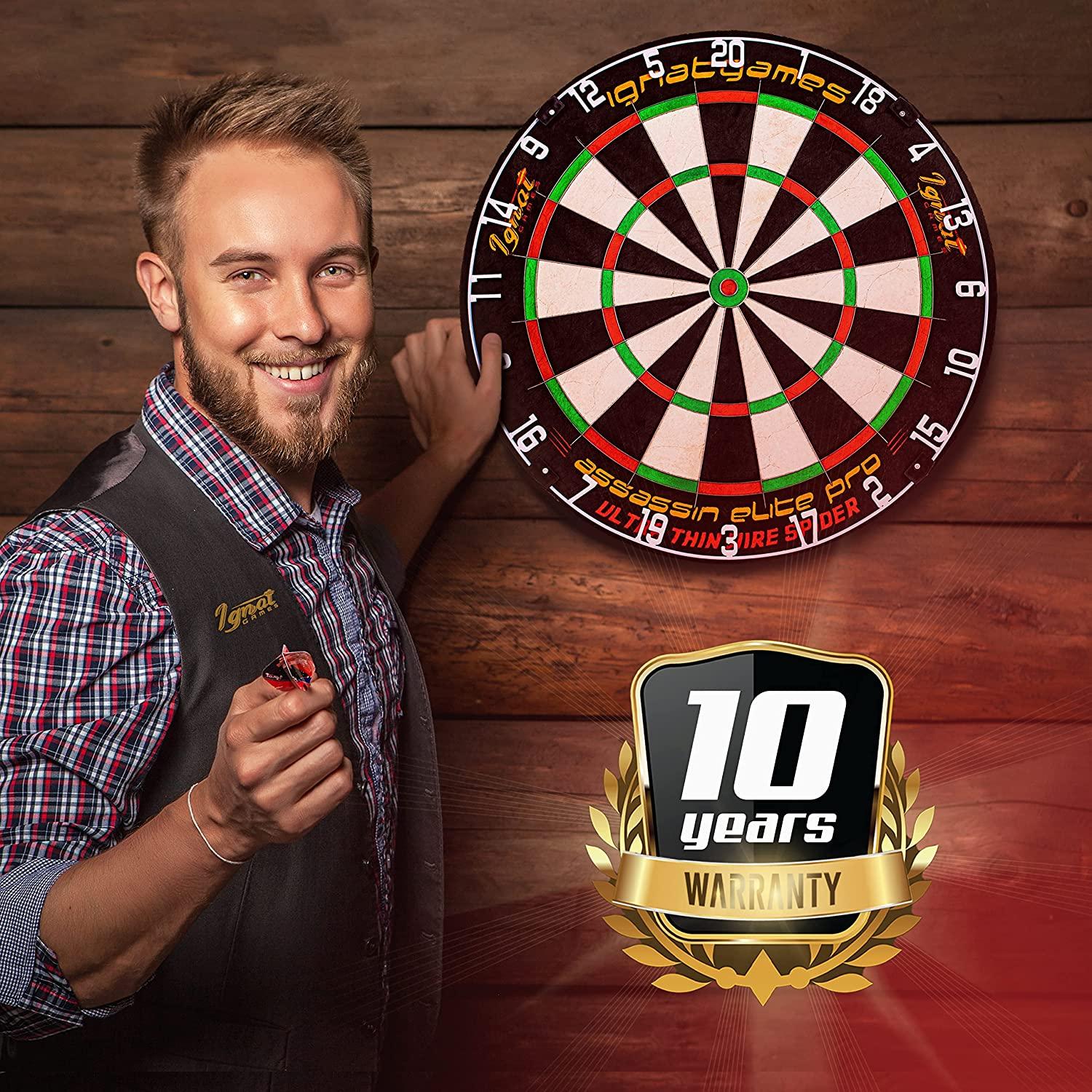 IgnatGames Dart Board Professional Set - Competition Size Kenyan Sisal Dart  Board for Adults with 6 Professional Steel Darts - Staple-Free Ultra-Thin