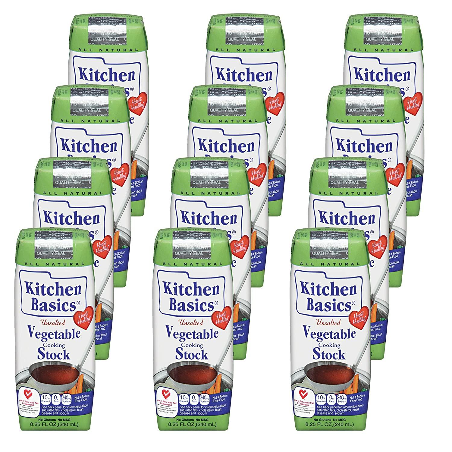 Kitchen Basics Unsalted Vegetable Stock, 8.25 fl oz (Pack of 12)