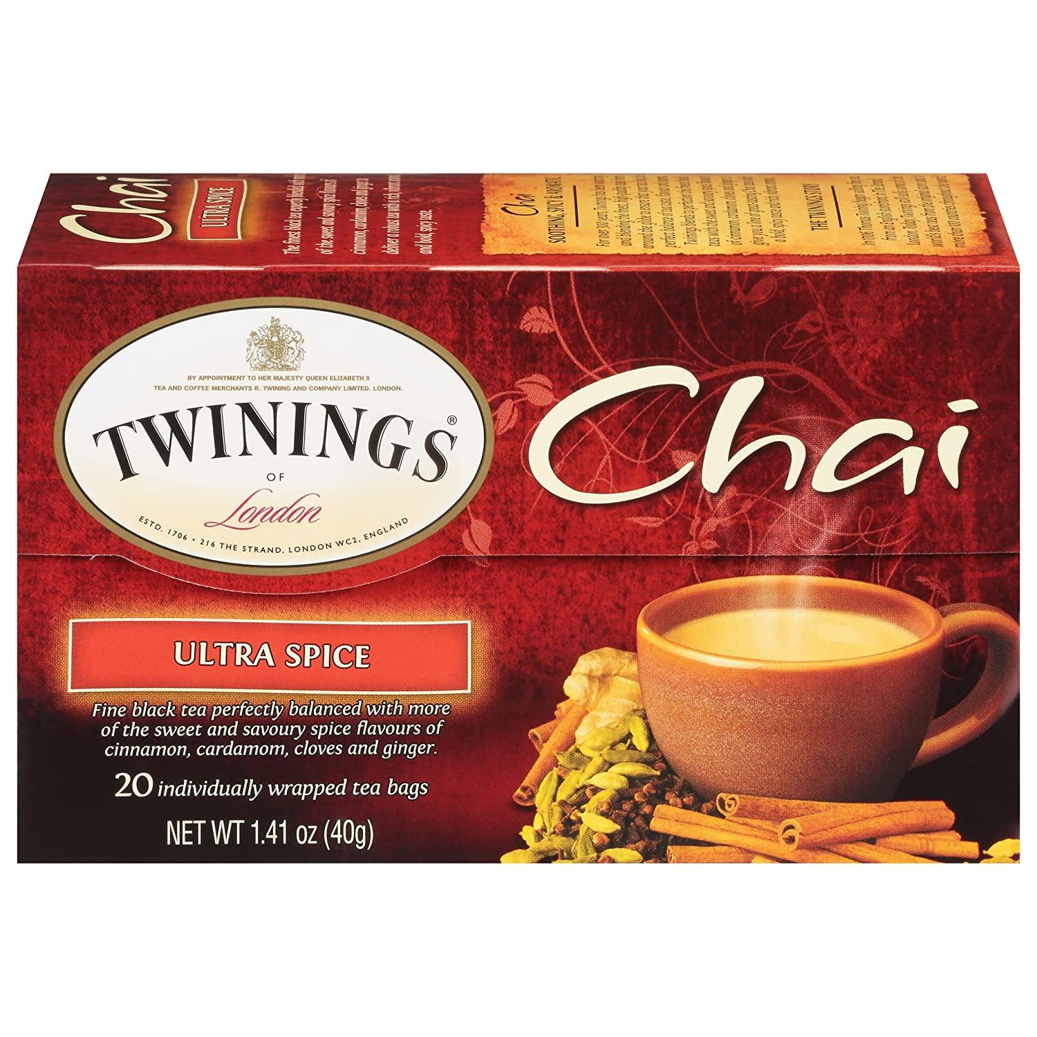 Twinings Ultra Spice Chai Tea Bags Individually Wrapped, Black Tea
