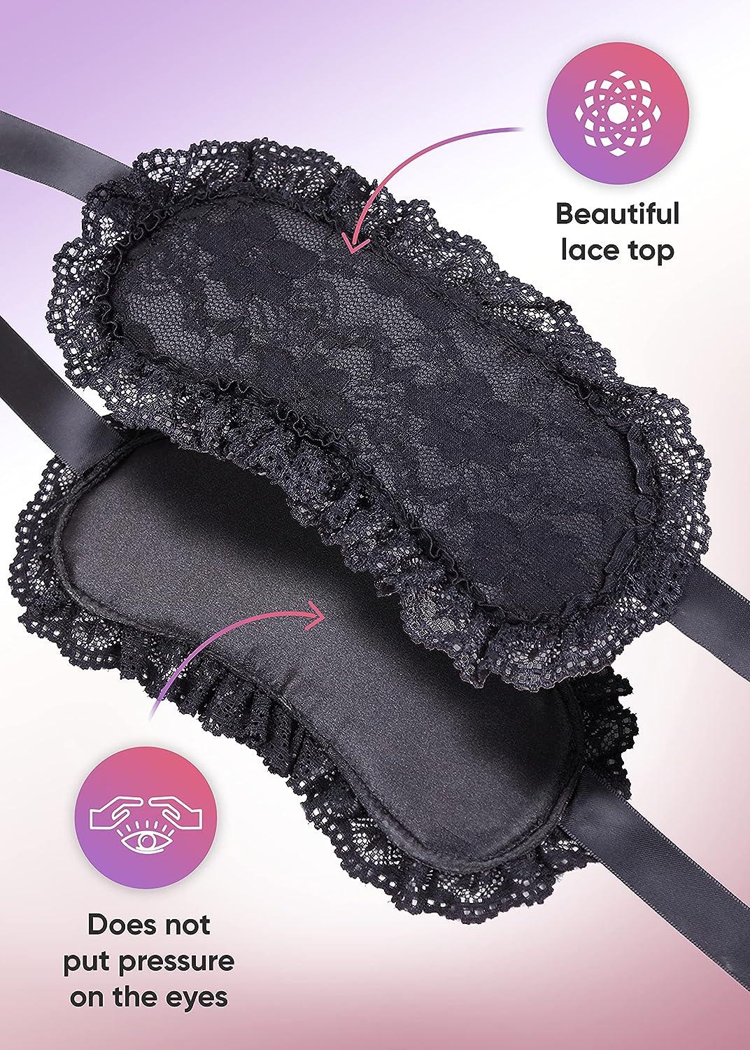 Black Set Lace Sleep Mask Lace Blindfold Mask Black Lace Eye Mask for