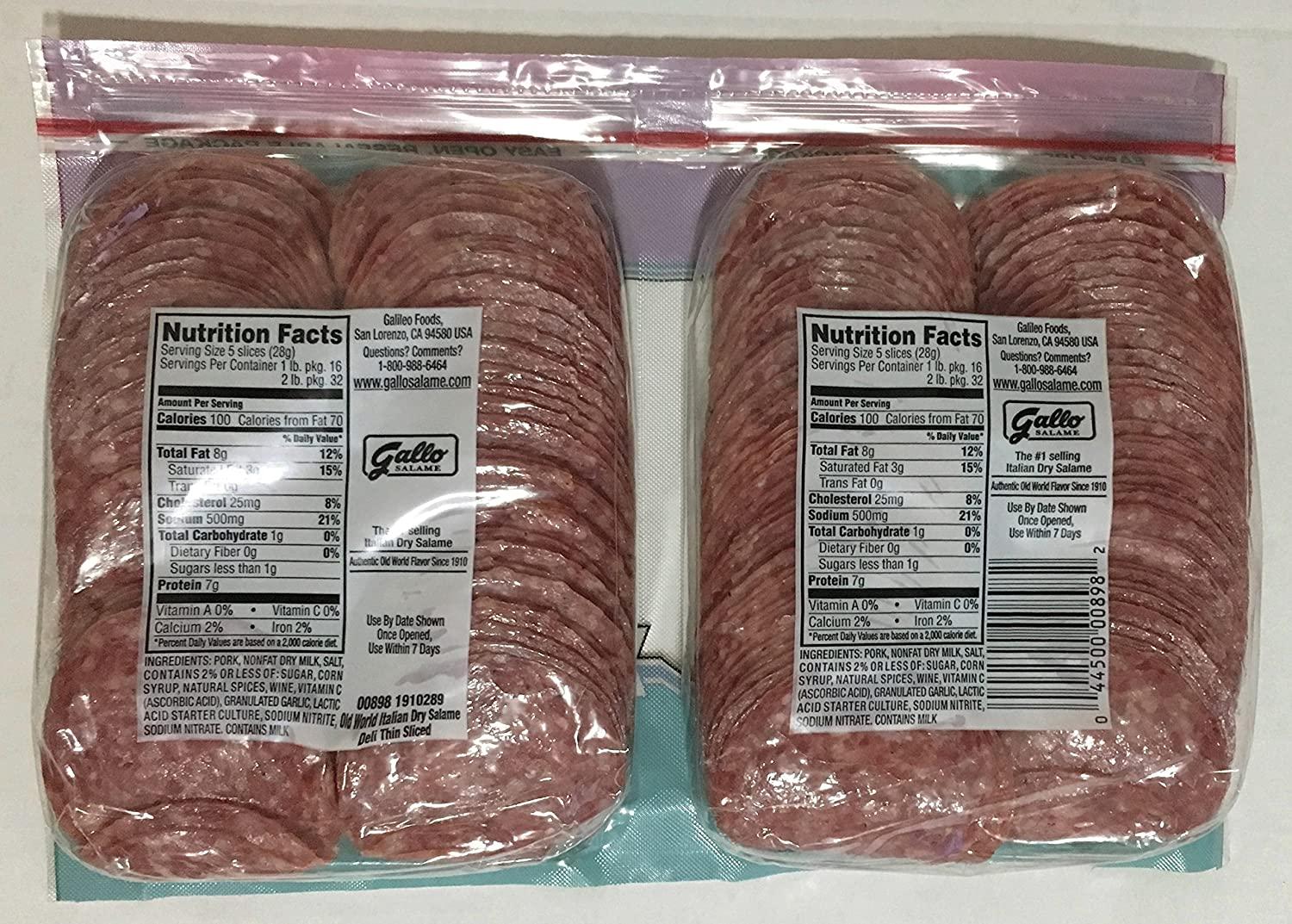 2 Pounds Gallo Italian Dry Salame Salami Deli Thin Sliced (Total 32oz)