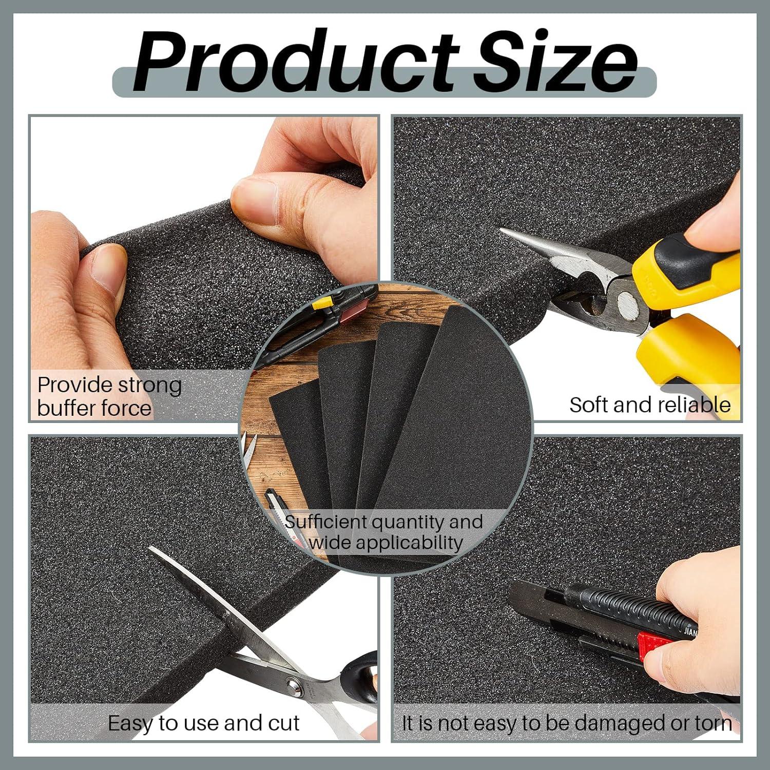 DECOHS 4 PCS Polyurethane Foam Sheet-16x12x1 Inch Cuttable Foam Inserts For Cases Packing Foam Pads For Toolbox Camera Storage And Crafts 35806