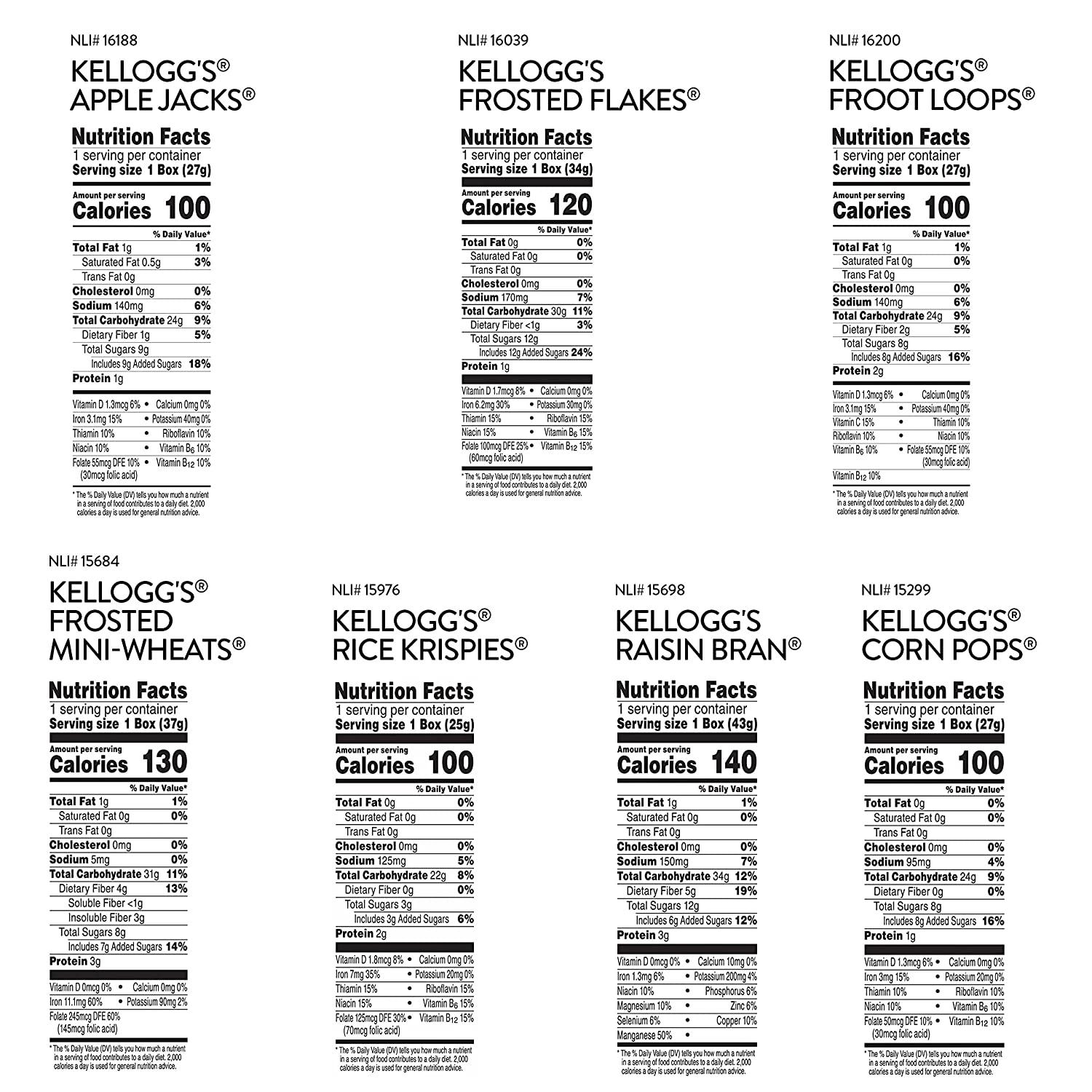 Kellogg's Breakfast Cereal Variety Pack Kids Breakfast Assortment Varies Single Serve (48 Boxes)