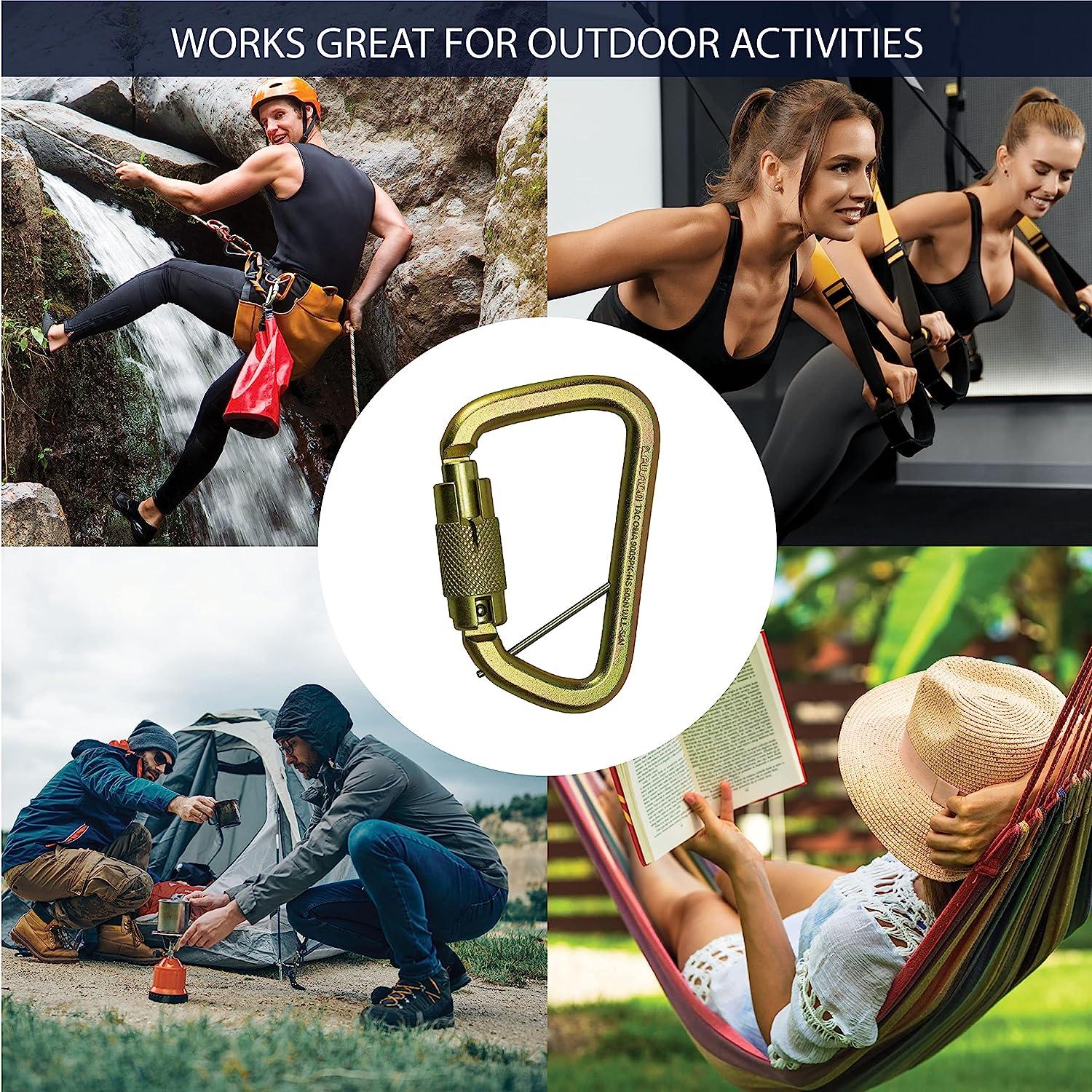 Fusion D Shaped Triple Lock Alloy Steel Carabiner Gold