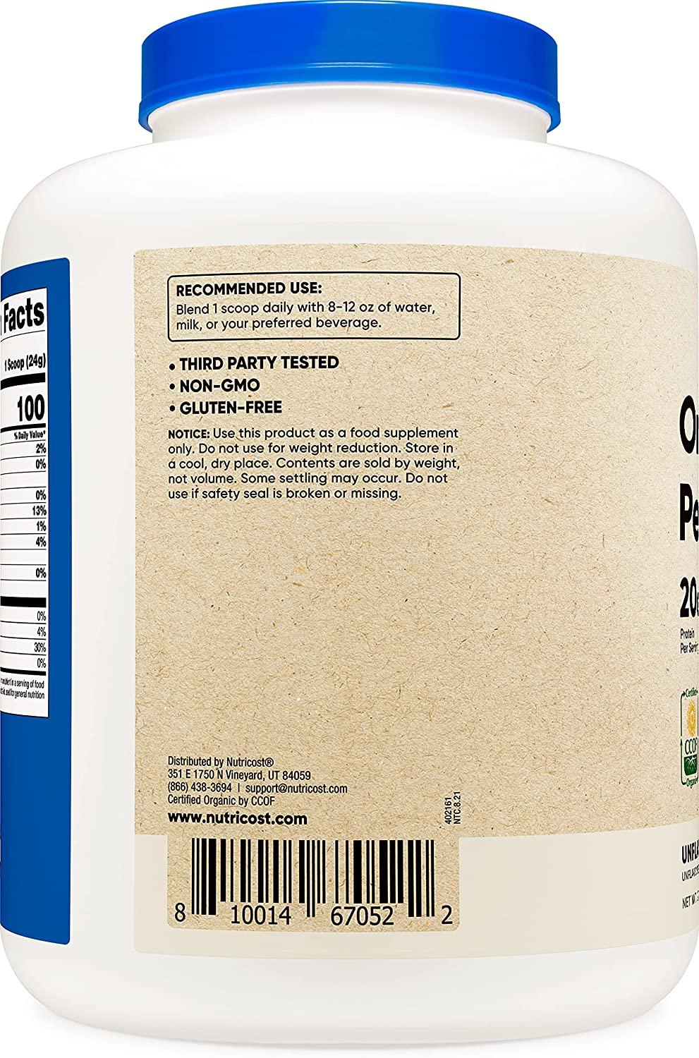 Nutricost Organic Pea Protein Isolate Powder (5LBS) USDA Certified