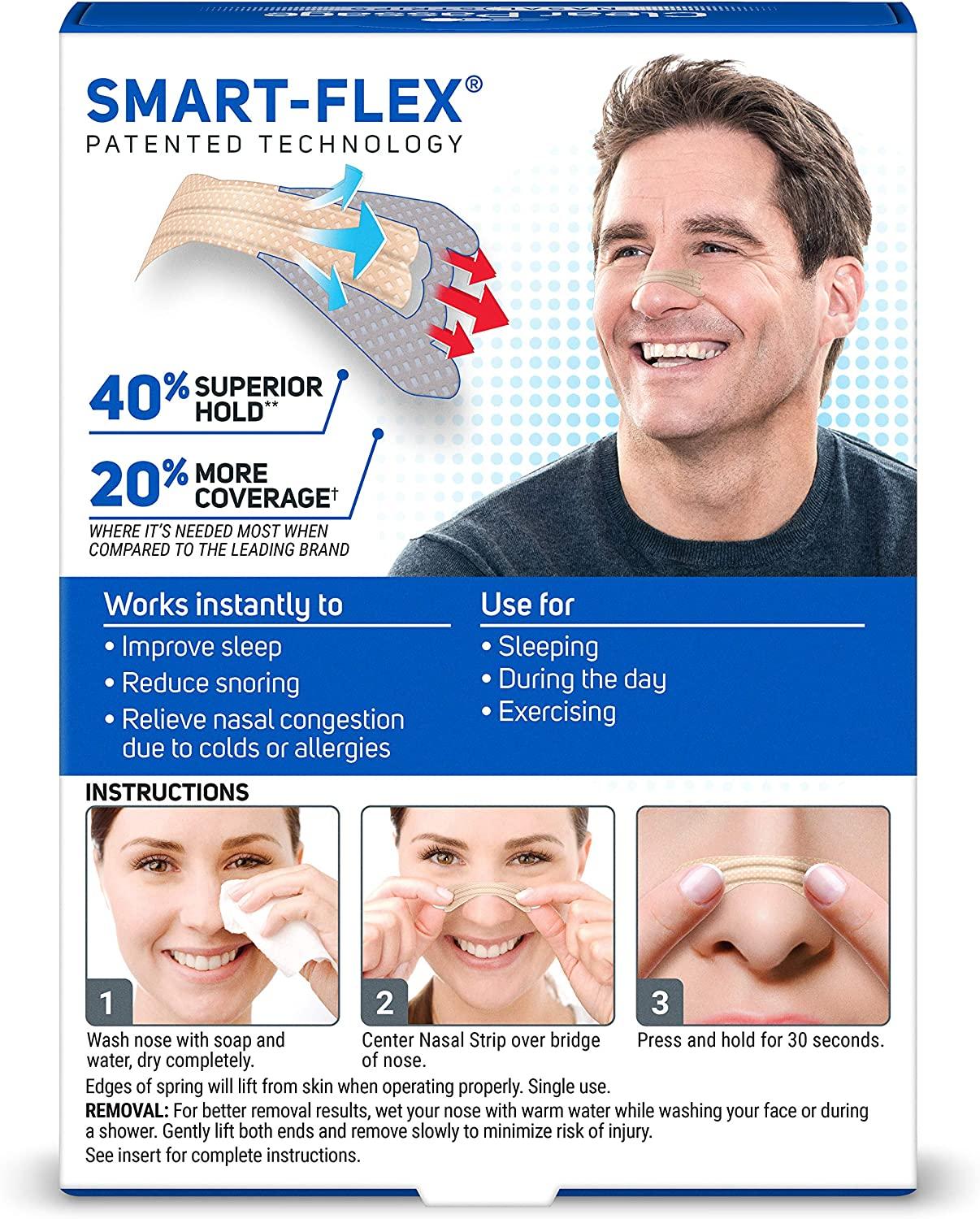 Clear Passage Nasal Strips Large, Tan, 50 ct Works Instantly to