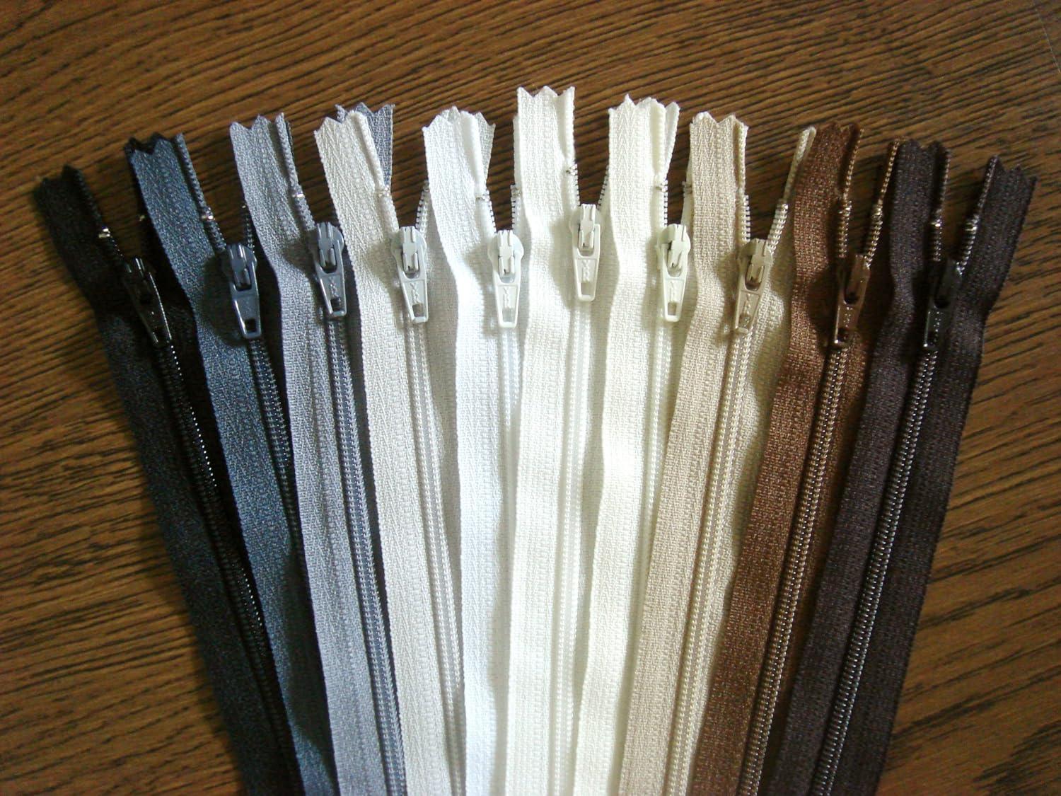 YKK Zippers Assorted Neutral Colors Pack 14 Inch Number 3 Nylon
