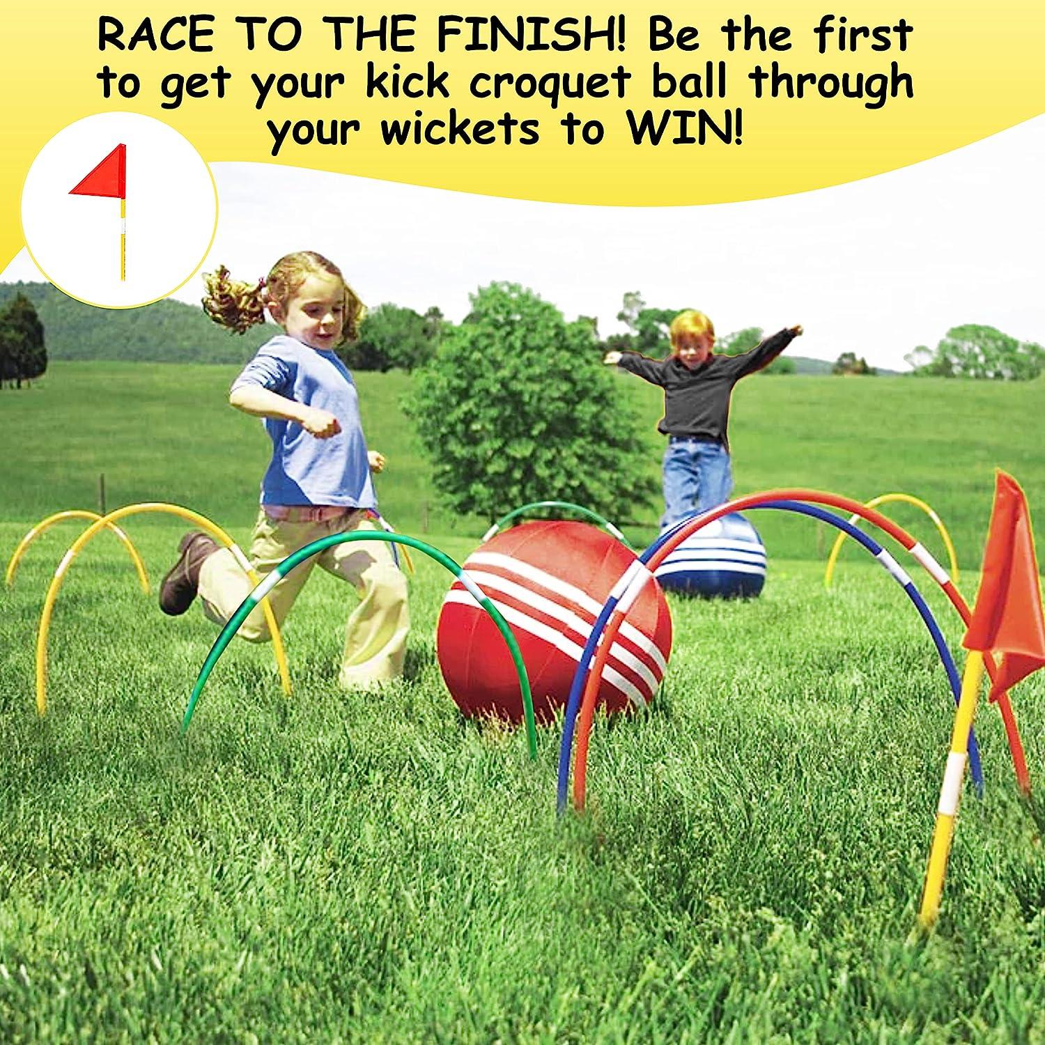 Kovot Giant Kick Croquet Game Set Includes Inflatable Croquet Balls