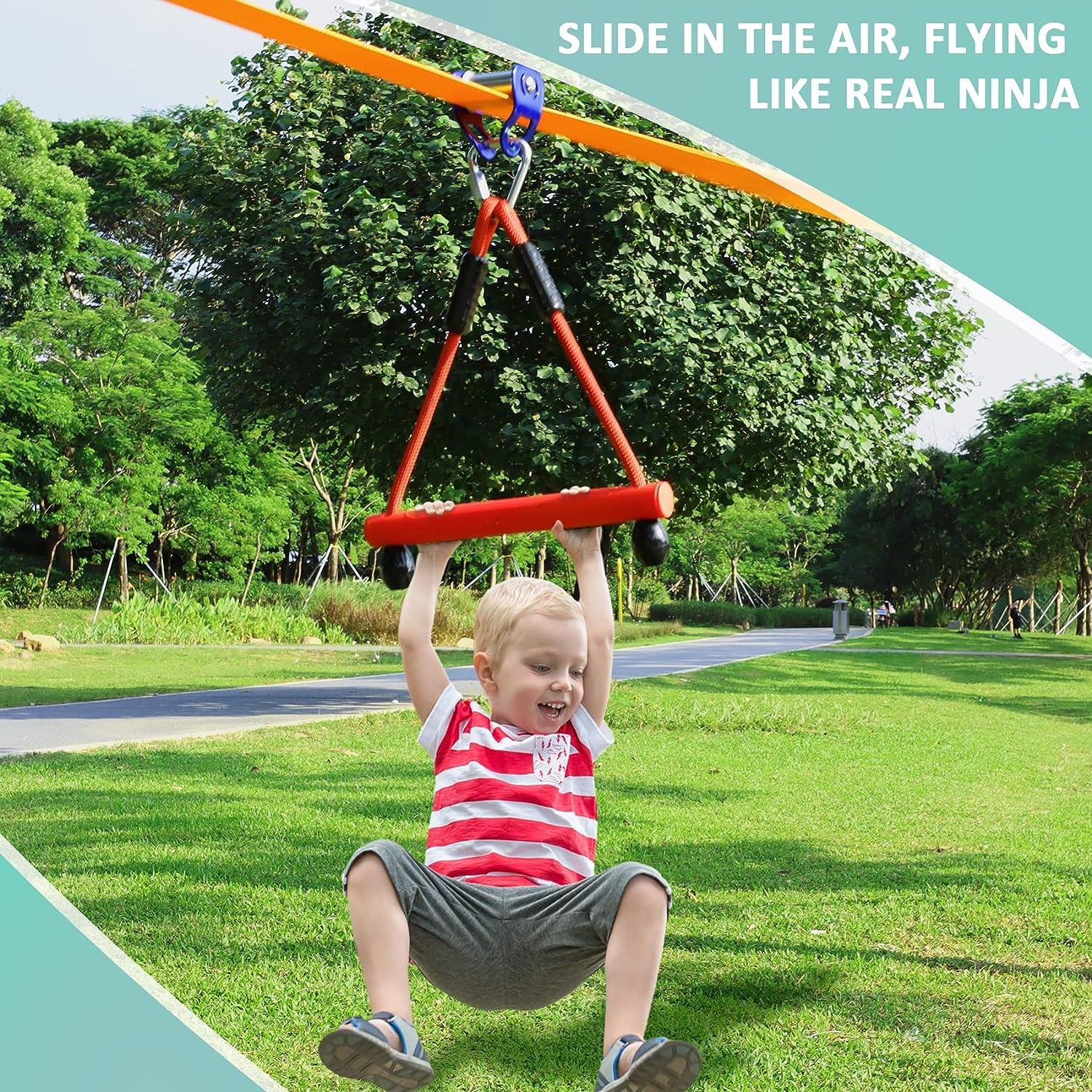 Slackline Pulley 63 FT Zipline Pulley kit for Backyard, Slackline