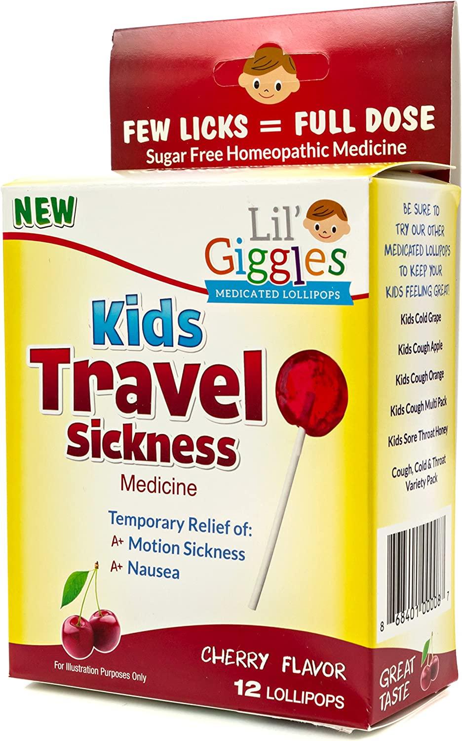Lil' Giggles Kid's Medicated Travel Sickness Lollipops Homeopathic