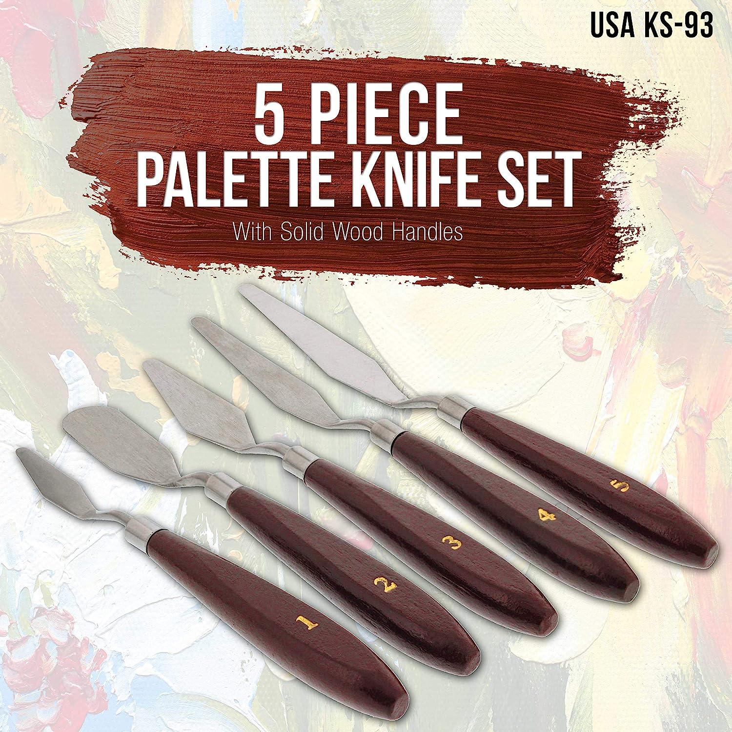 U.S. Art Supply 5-Piece Stainless Steel Palette Knife Set