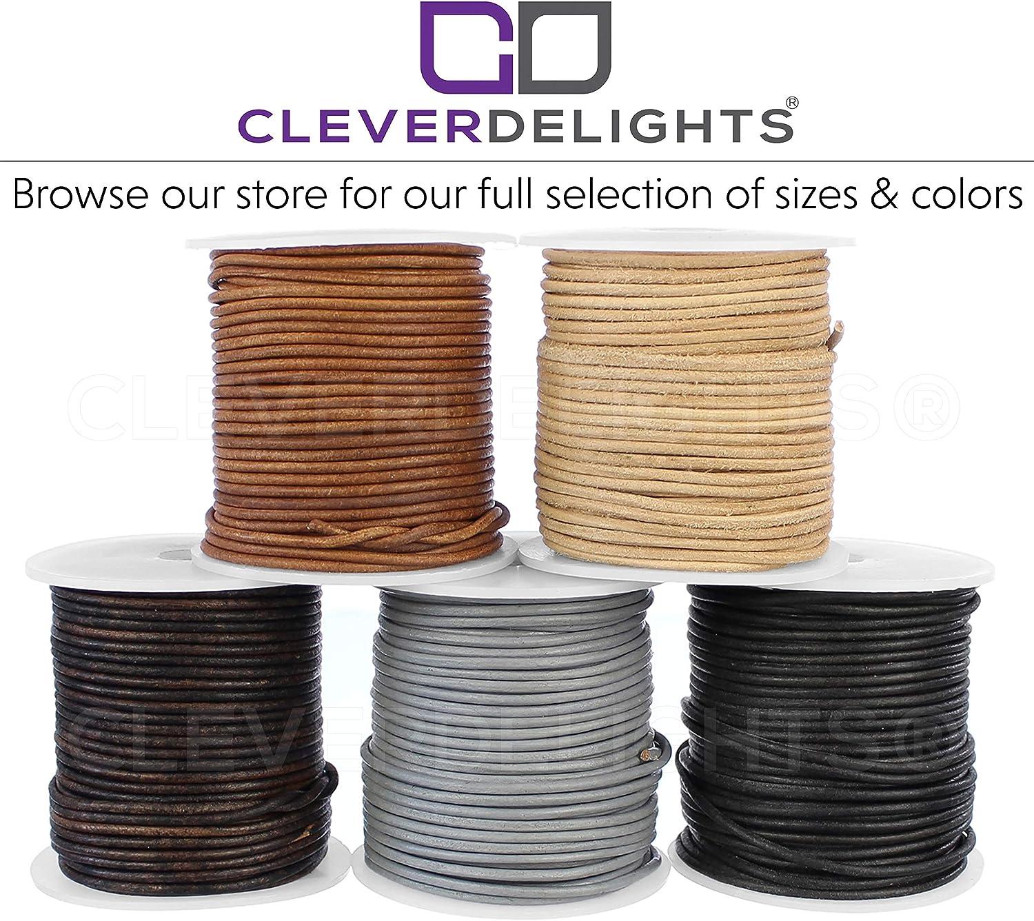 CleverDelights Gray Genuine Leather Cord - 1/16 (2mm) Round - 50 Feet