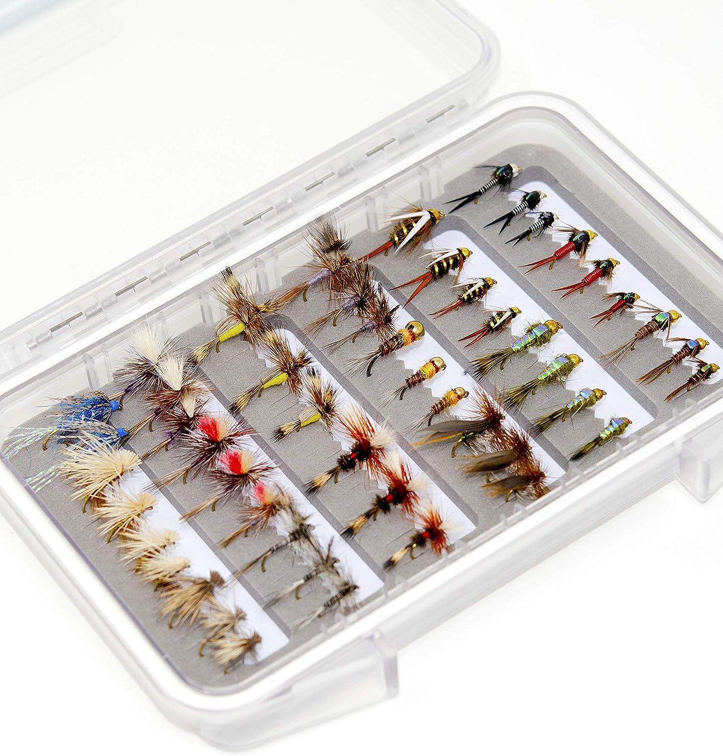 Outdoor Premium Fly Fishing Flies Assortment with Waterproof Box