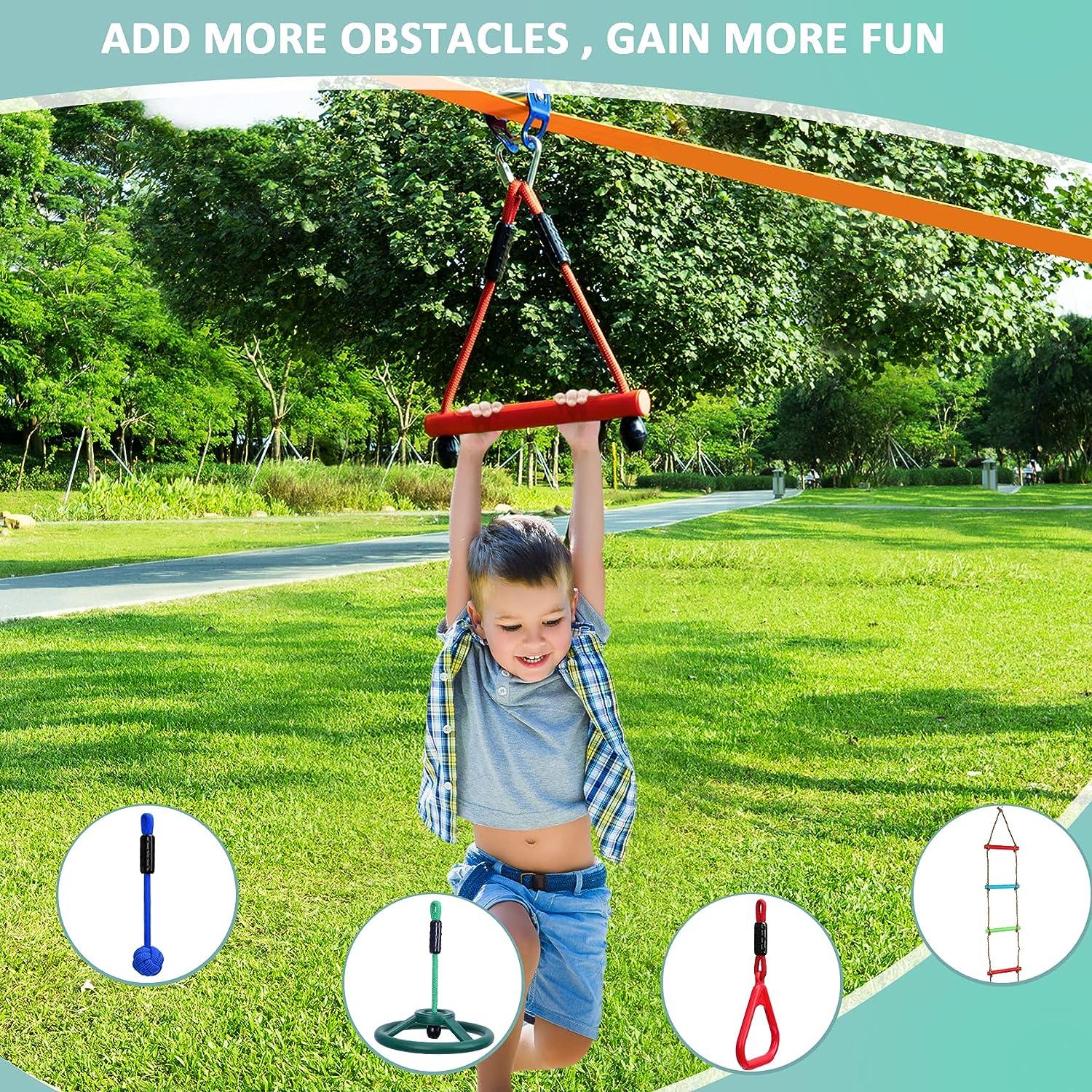 Slackline Pulley 63 FT Zipline Pulley kit for Backyard, Slackline