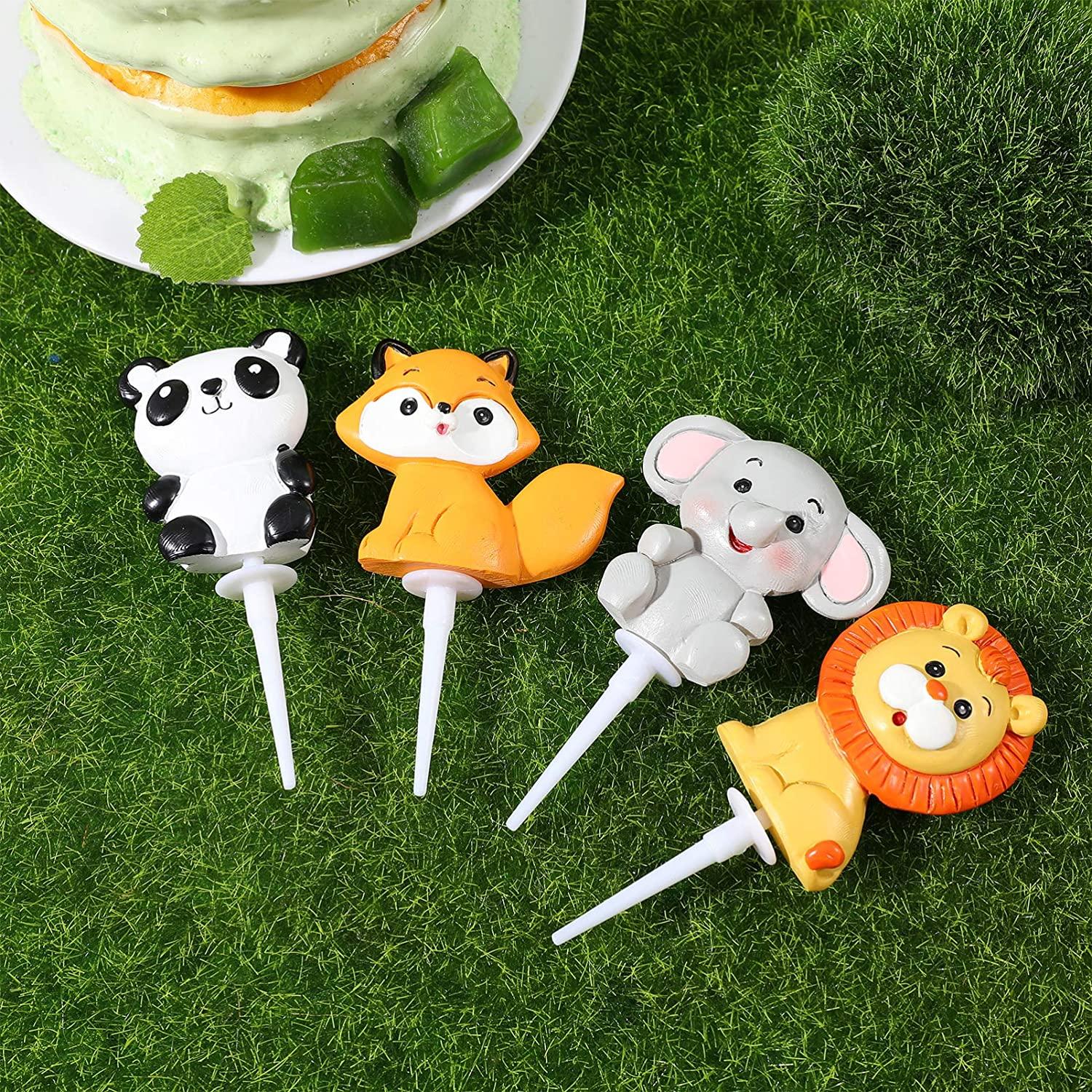 TOYANDONA 5Pcs Jungle Animal Cake Toppers, Zoo Animal Cake Toppers Jungle  Animals Cake Decorations for Baby Showers Birthday Party