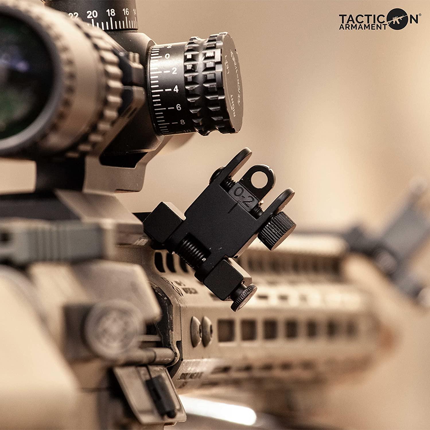 TACTICON 45 Degree Offset Flip Up Iron Sights for Rifle Includes Front