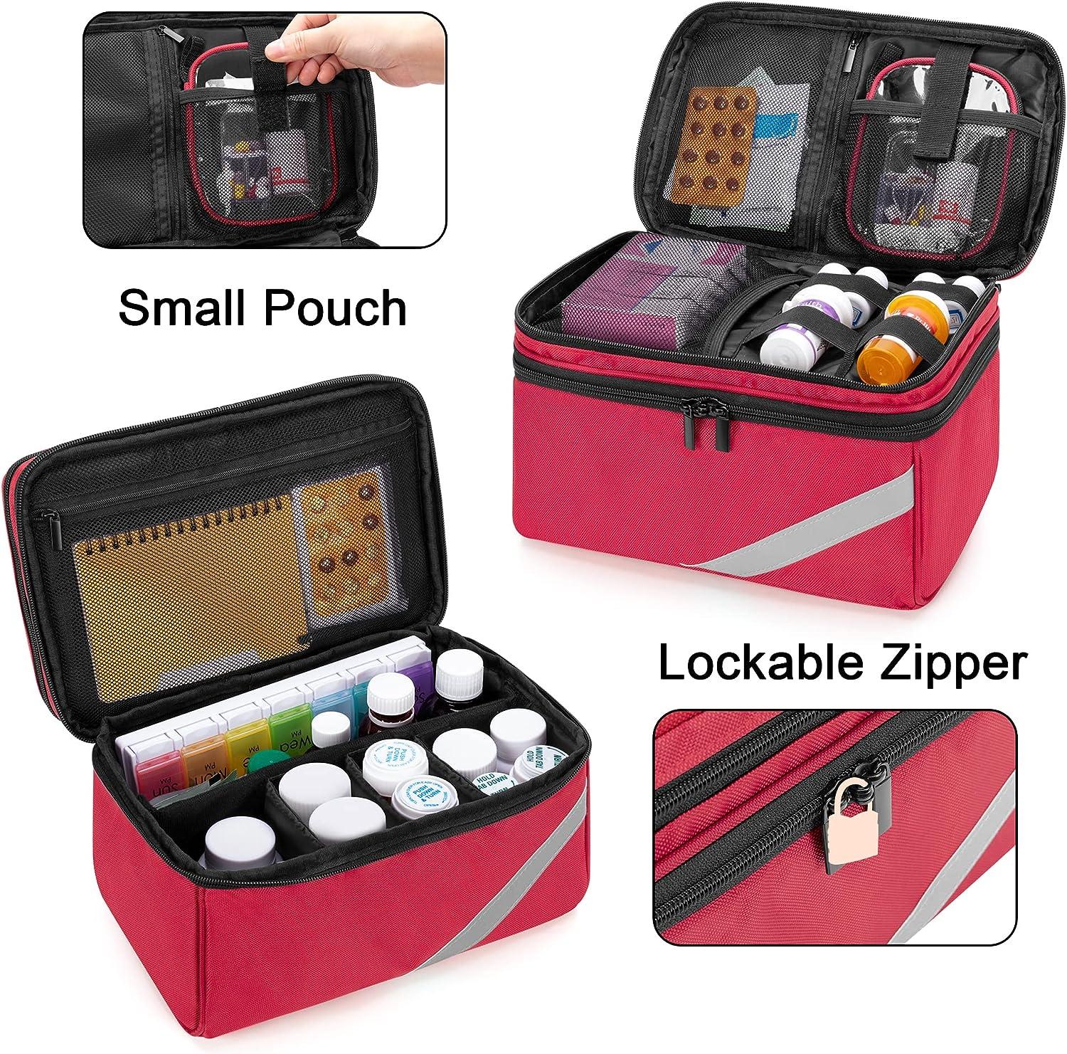 Medicine Storage Bag, Pill Bottle Organizer With Portable Zippered Pouch,  Family First Aid Box Empty Emergency Bag, First Aid Bag Empty For Home And  Travel
