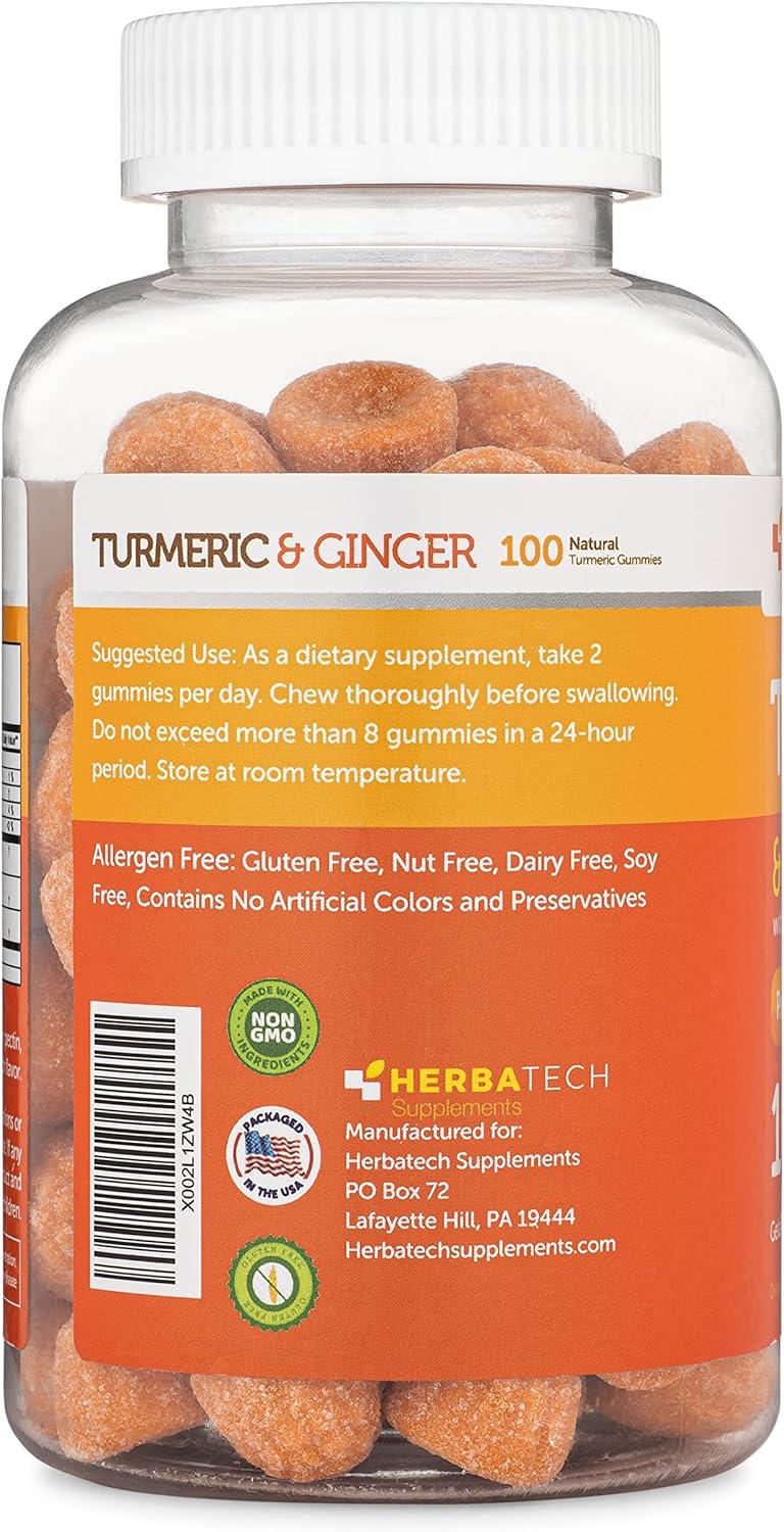 Turmeric Curcumin Gummies with Black Pepper & Ginger Root (100 Count