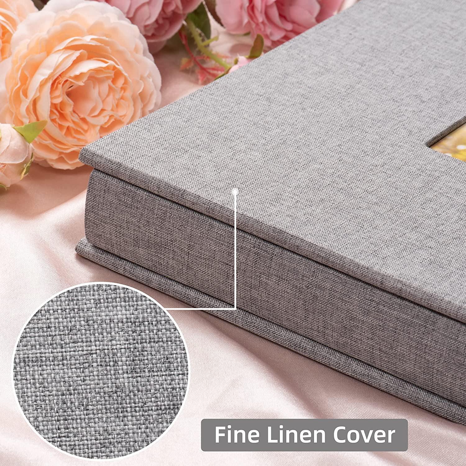 Lanpn Photo Album 11x14, Linen Hard Cover Acid Free Slip Slide in Photo  Albums Sleeves Holds 50 Top Load Vertical Only 11x14 Pictures (Grey)