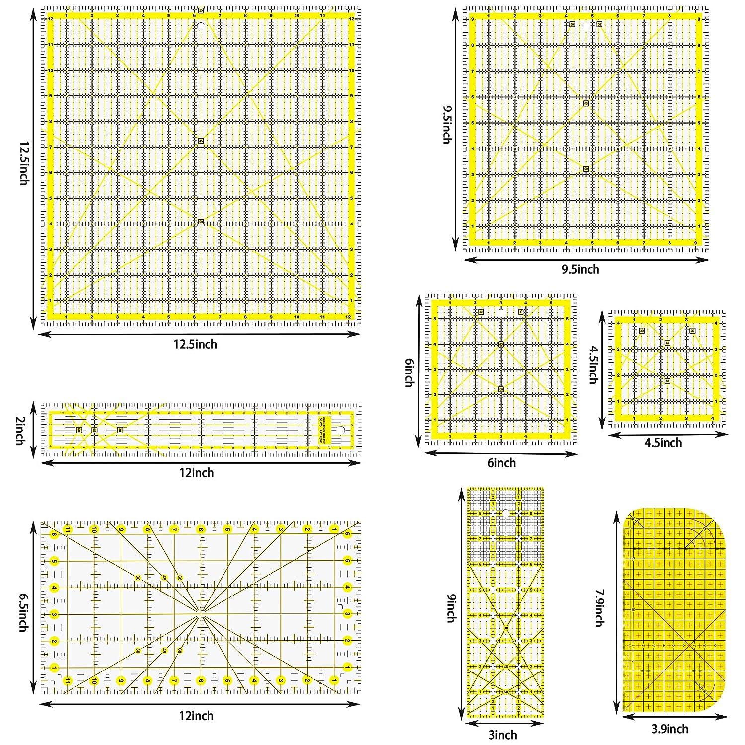 4 Size Square Quilting Ruler Transparent Sewing Double Grid Lines Cutting  Rulers