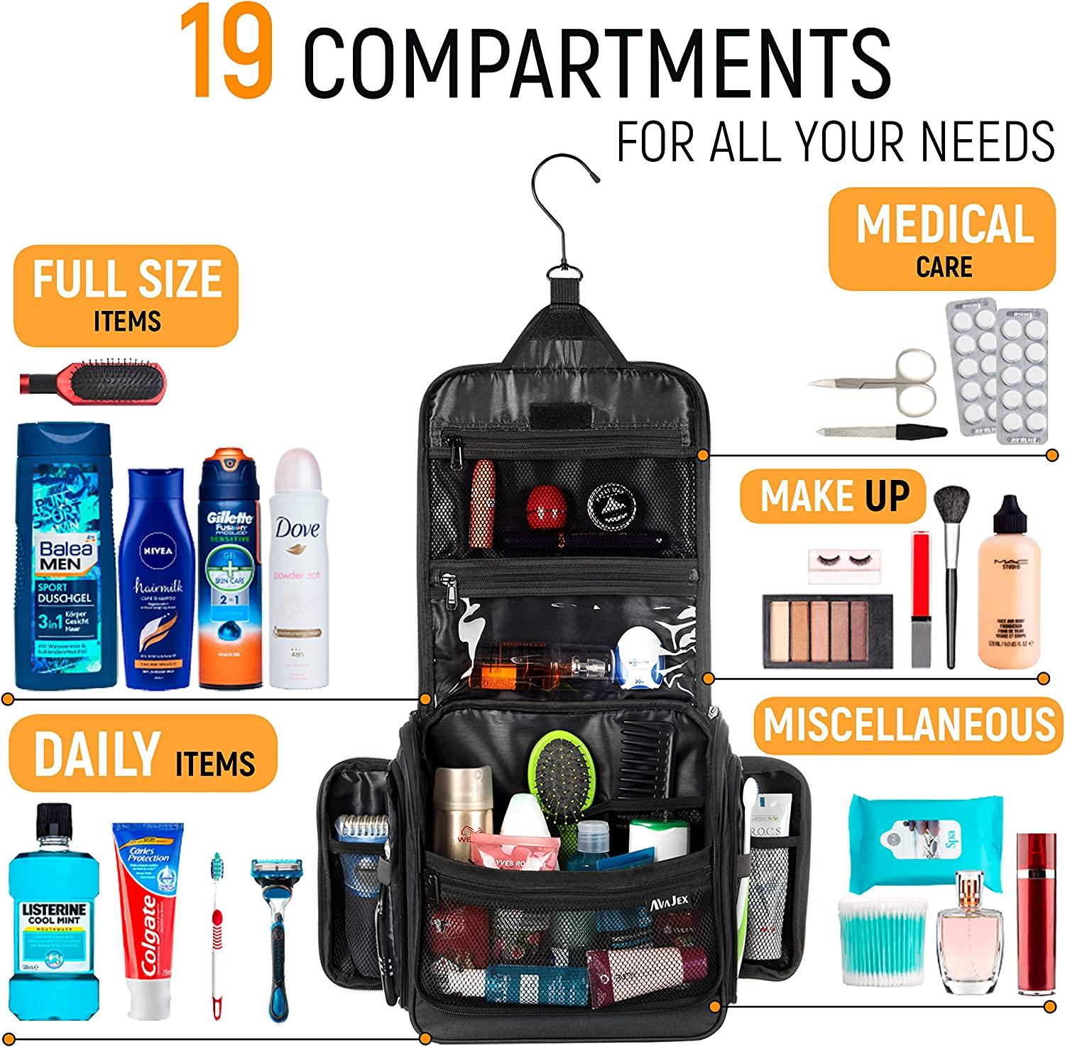 Aimtyd Premium Hanging Toiletry Travel Bag - Cosmetic, Jewelry, Toiletry & Accessory Storage Organizer Bag, Large Size, Various Compartments