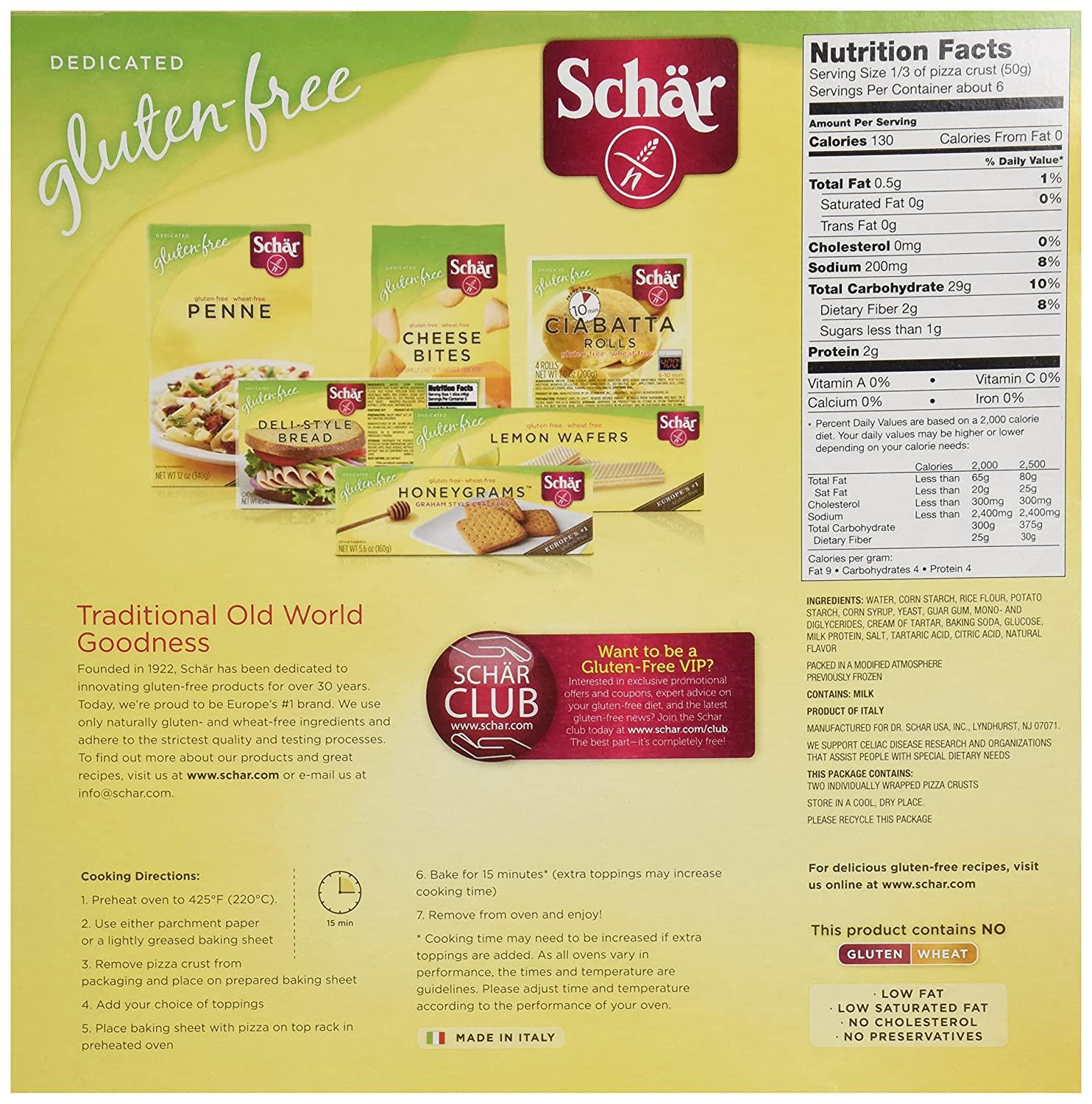 Schar Gluten Free Pizza Crusts 10.6 oz Perfect Crispy Base for Your