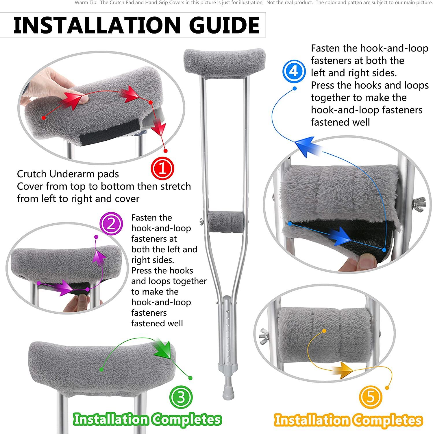 TOMMHANES AMISGUOER Crutch Underarm Pads Crutch Pad Crutch Hand Grip Covers Crutch Cover