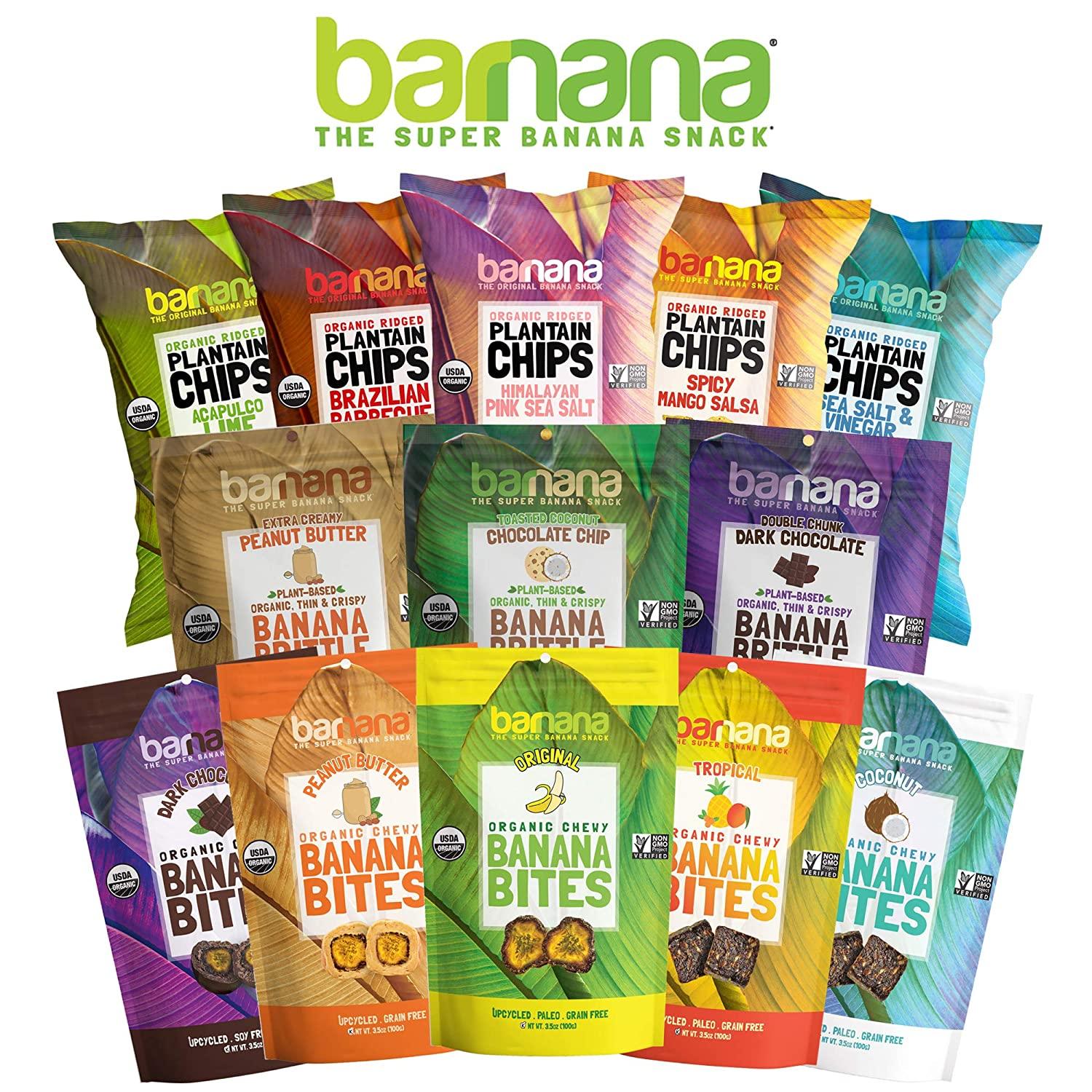Barnana Organic Plantain Chips Variety Pack 5 Ounce, 4 Pack