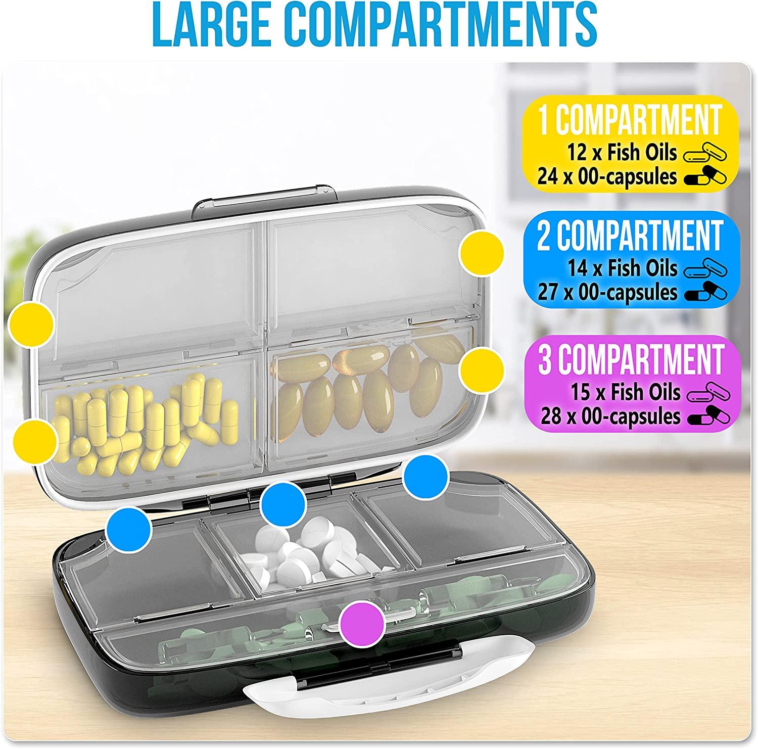 Pill Organizer Airtight Pill Box Large Pill Dispenser Home Travel