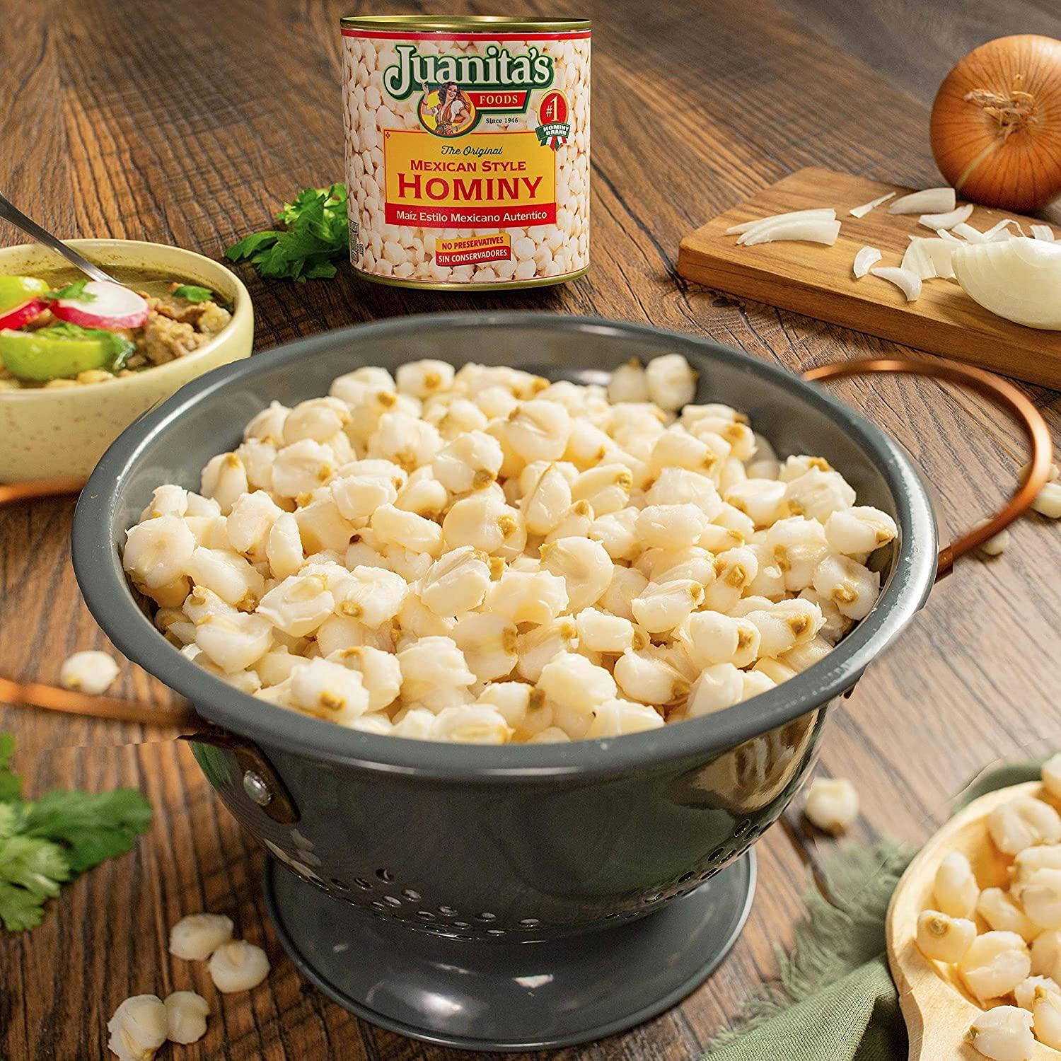Juanita's Mexican Style Hominy 25 oz Authentic Flavor for Delicious