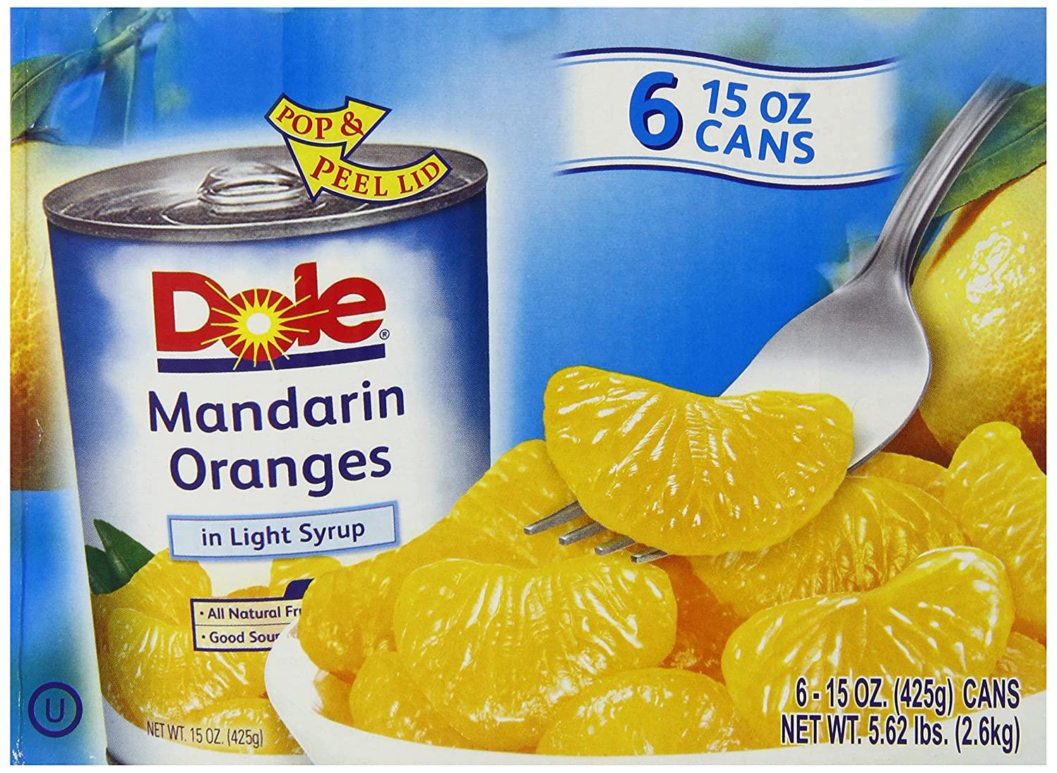 Dole Mandarin Oranges in Light Syrup, 15 Ounce Cans (Pack of 6)
