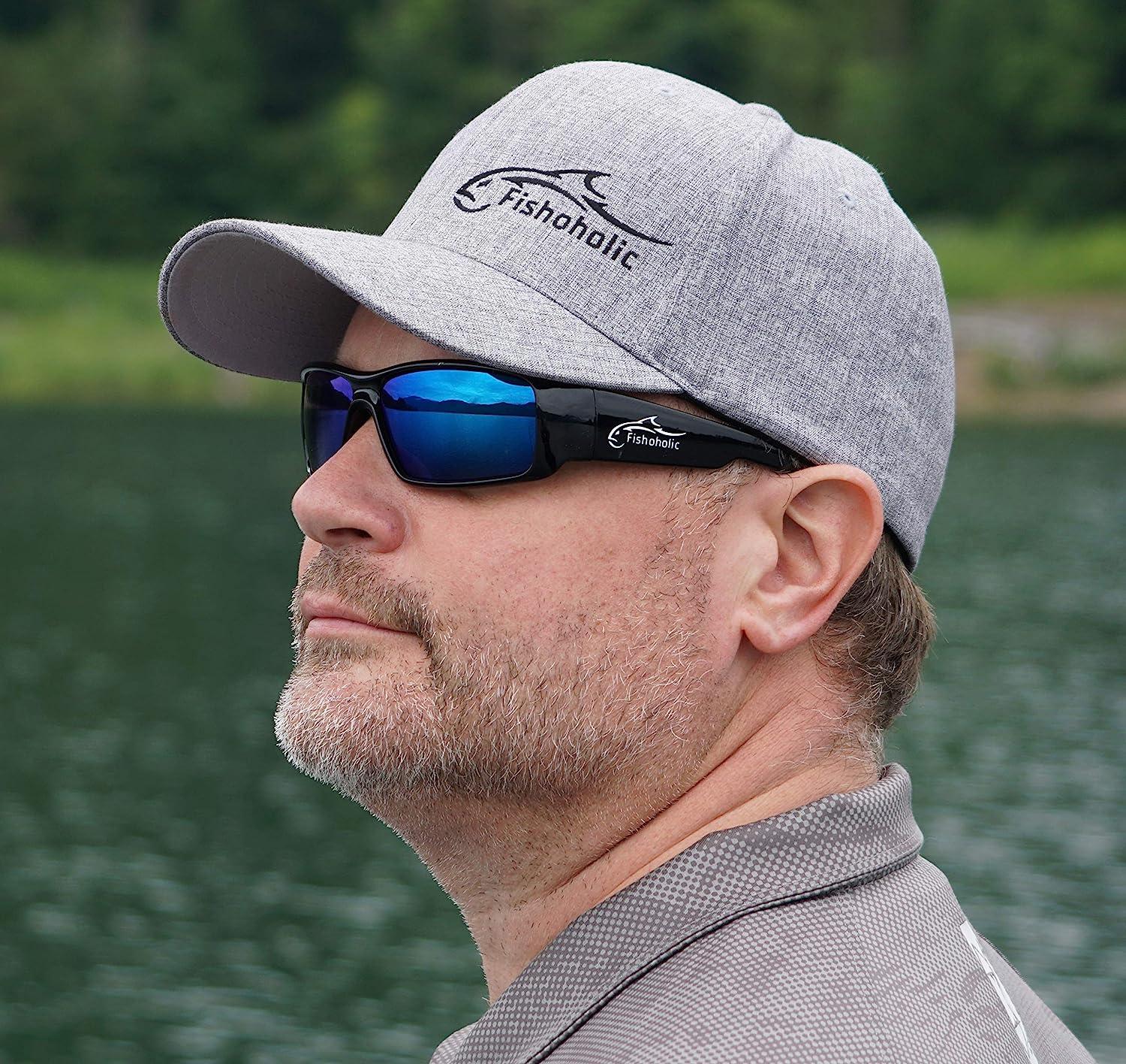 Fishoholic Polarized Fishing Sunglasses -5 Color Options- w Case Pouch  UV400 Fishing Gift Gloss Black Blue Mirror